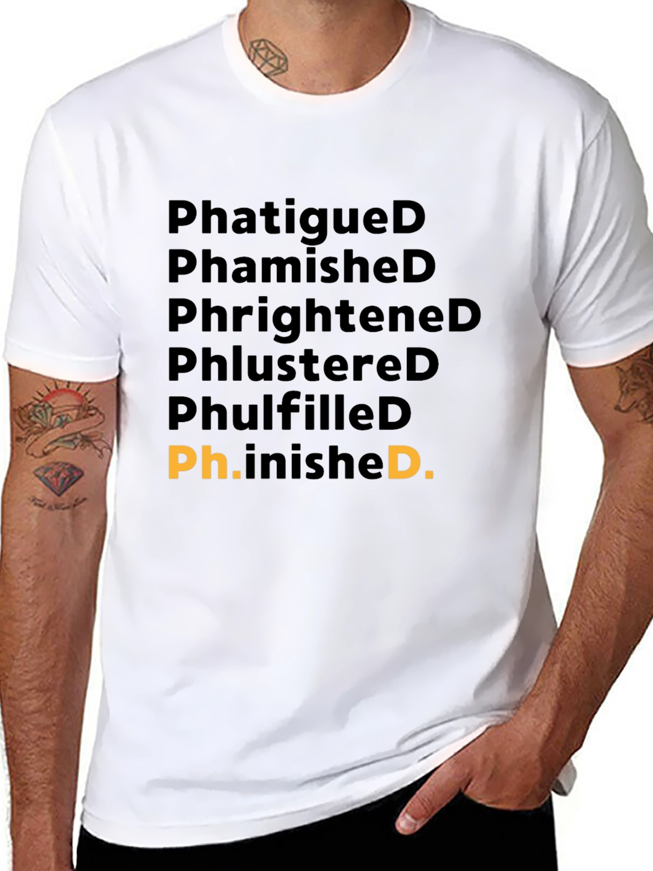 Black Humorous 'Ph' Words Graphic Tee - Black T-Shirt view 8