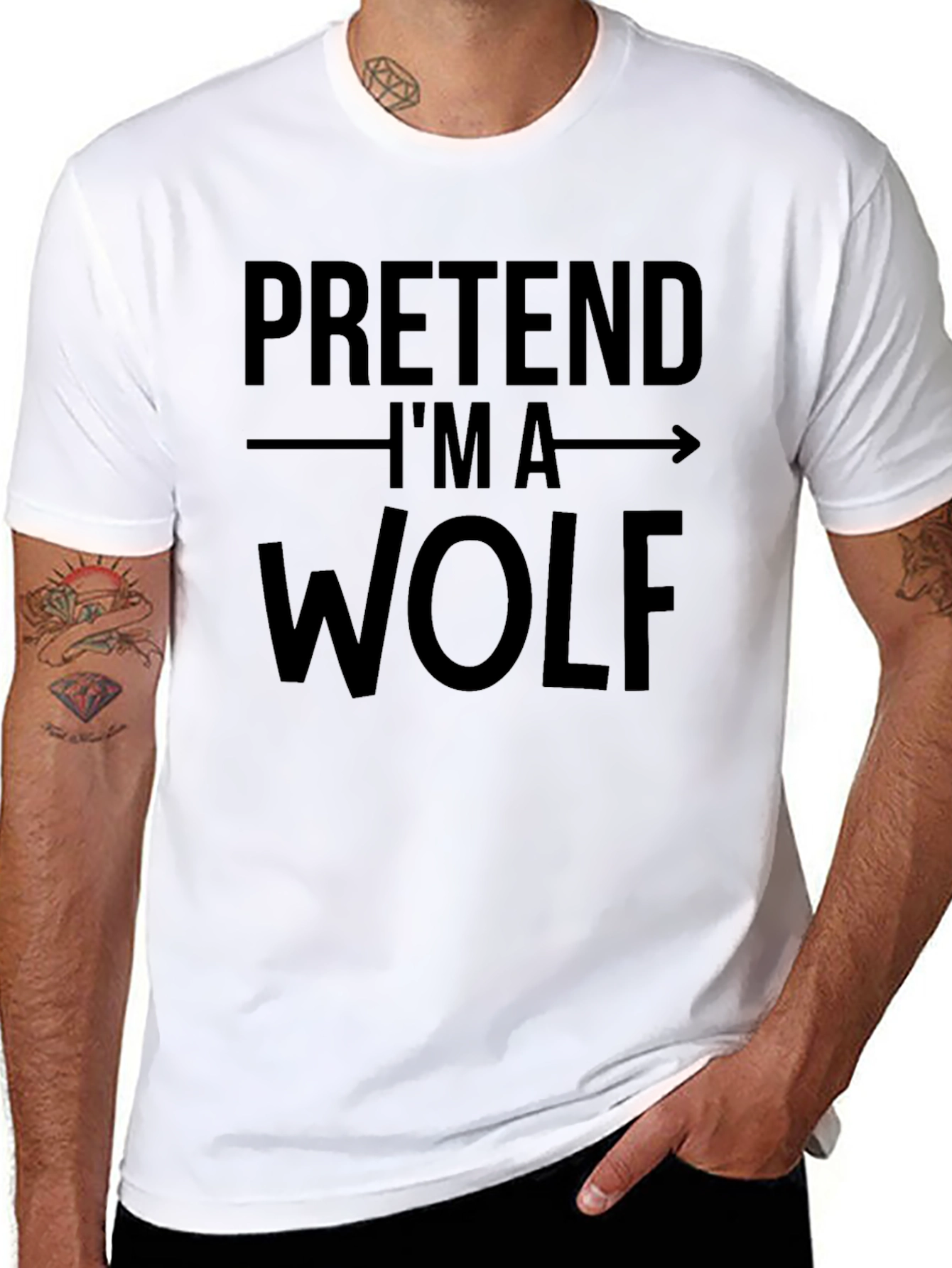 Black Pretend I'm a Wolf Graphic Tee - Costume Party Shirt view 8