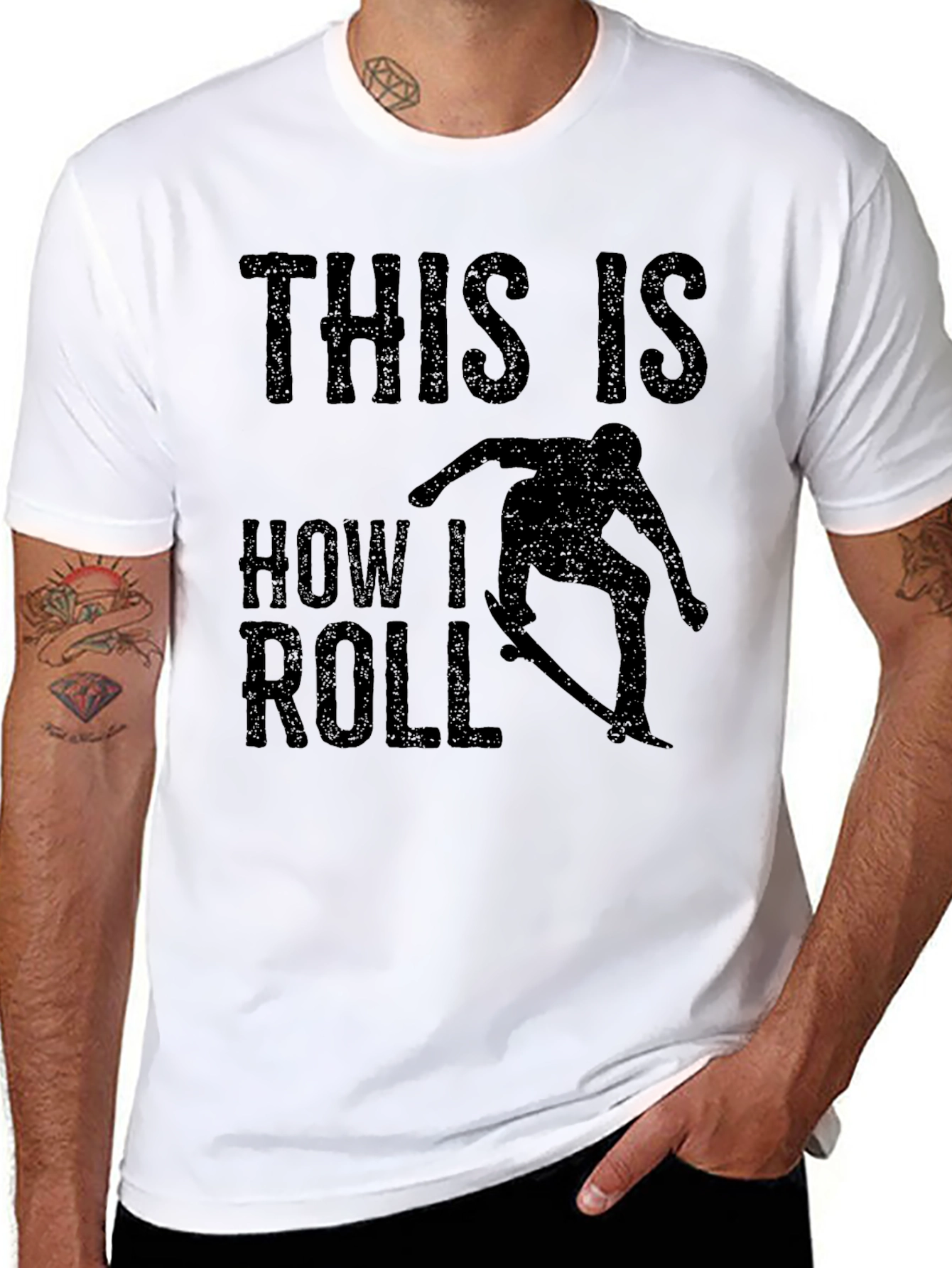 Black This Is How I Roll Skateboarder Graphic Tee view 8