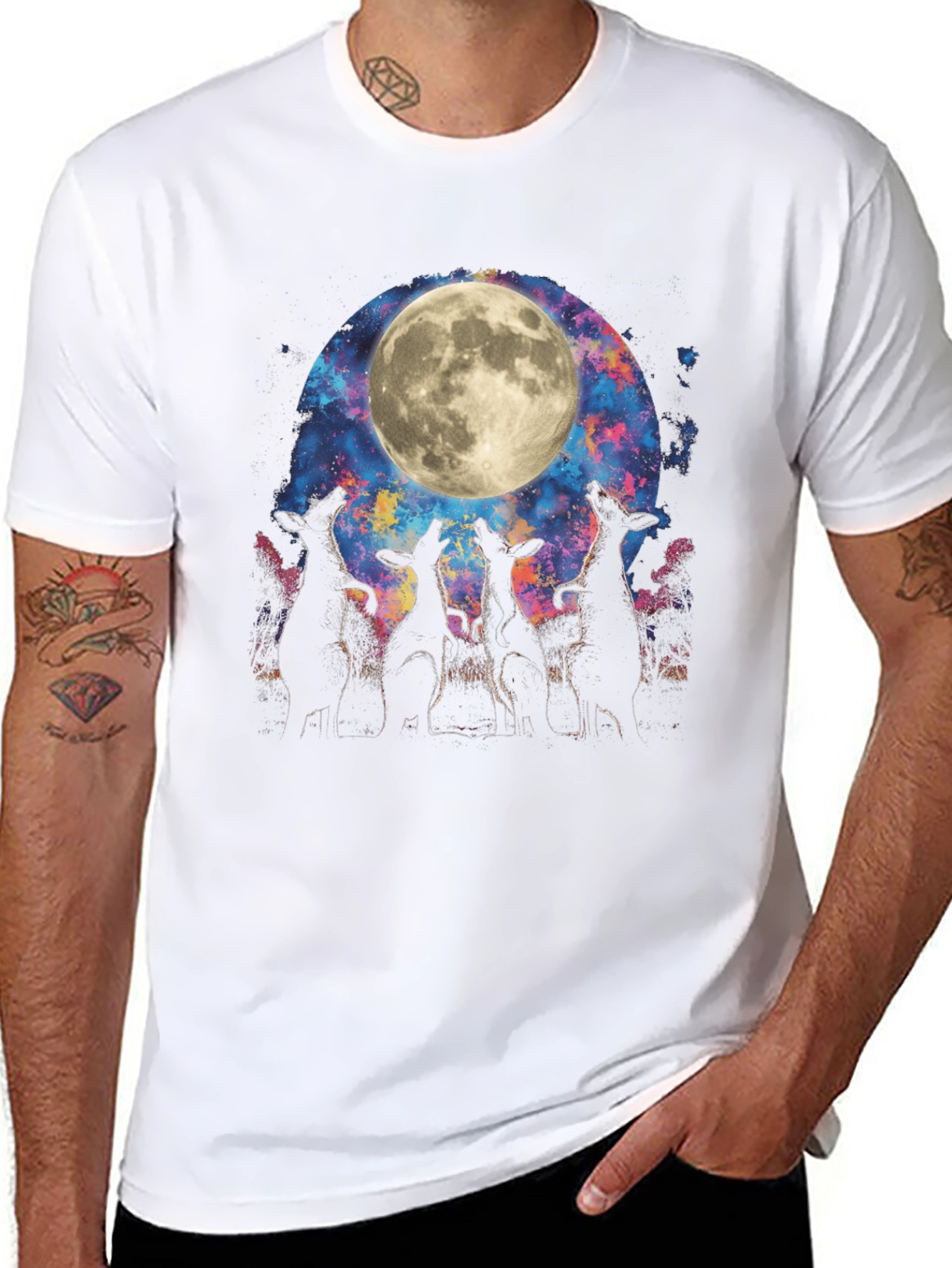 Black Wolf Moon Galaxy T-Shirt view 8