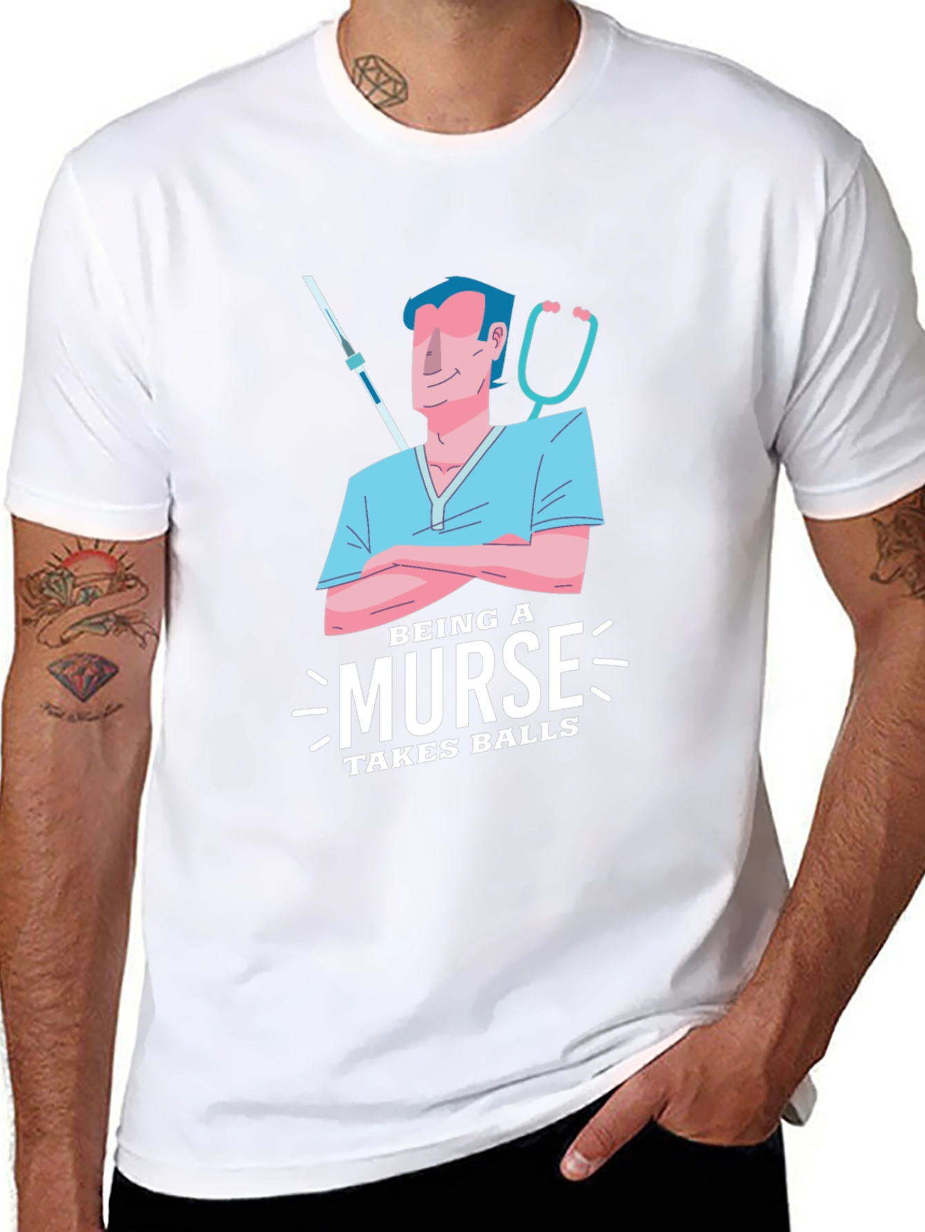 Black Nurse Humor T-Shirt - "Takes Balls" Graphic Tee view 8