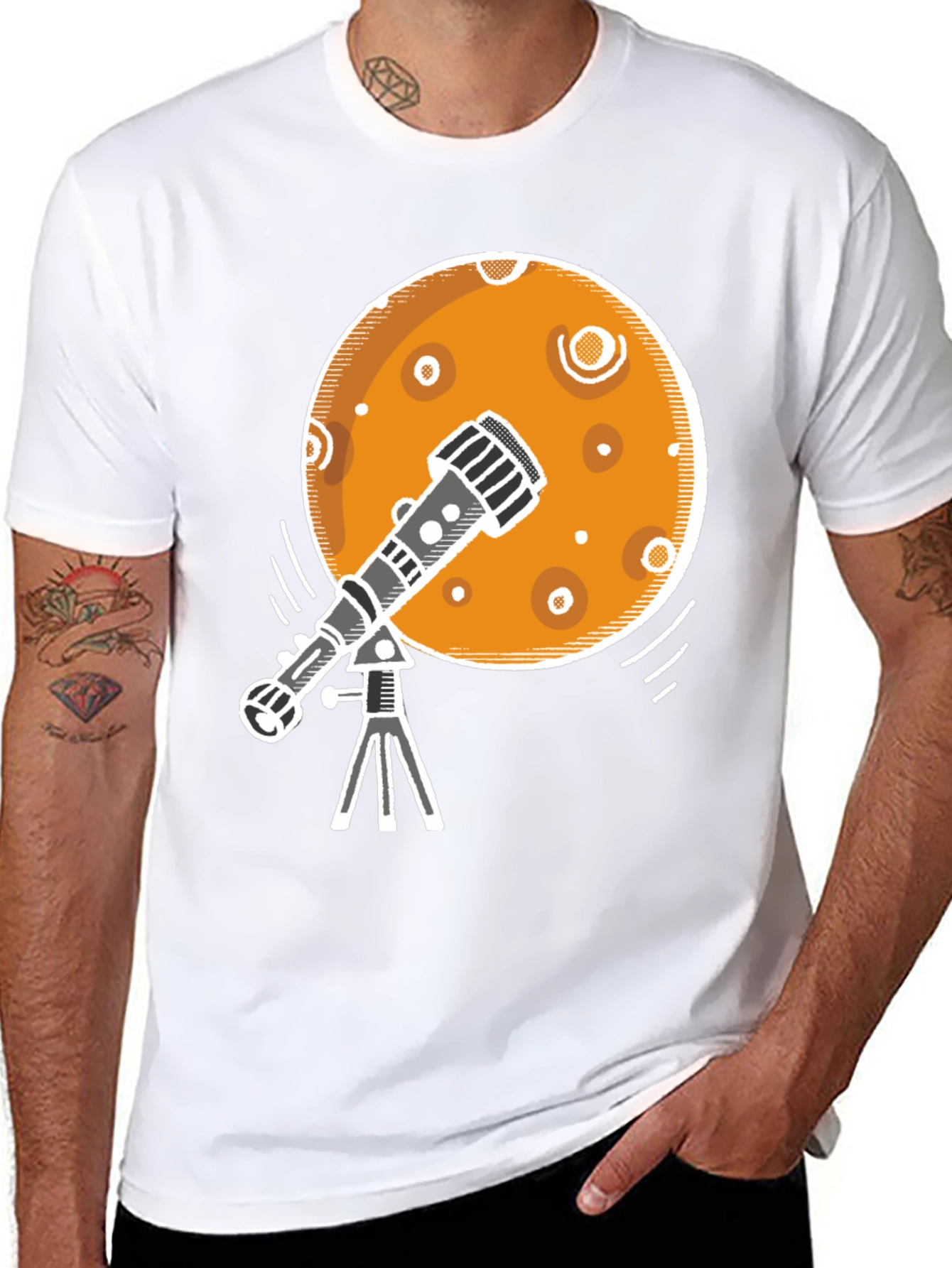 Telescope Moon Graphic Tee - Space Exploration T-Shirt - 8