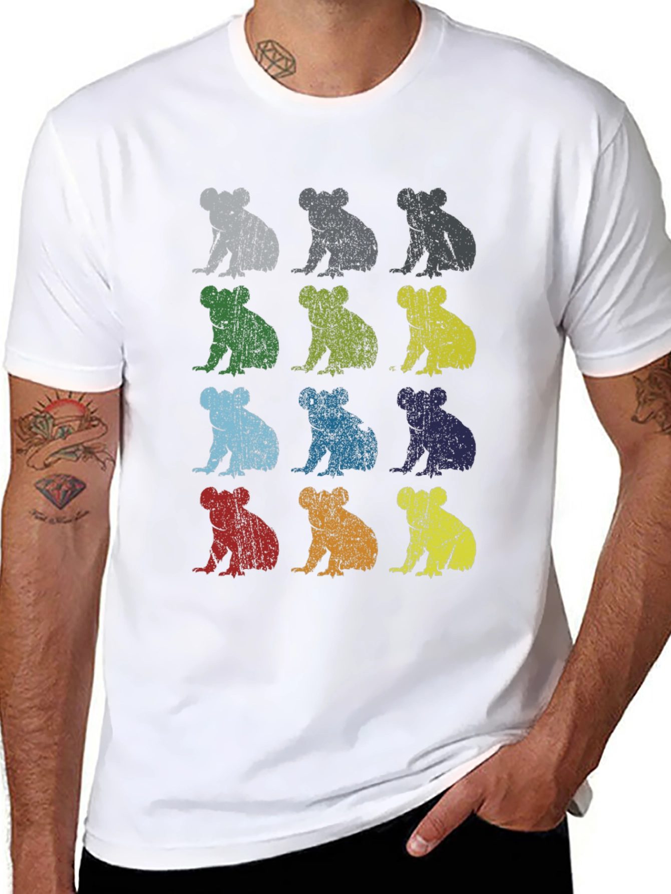 Black Retro Koala T-Shirt - Men's Black Graphic Tee view 8