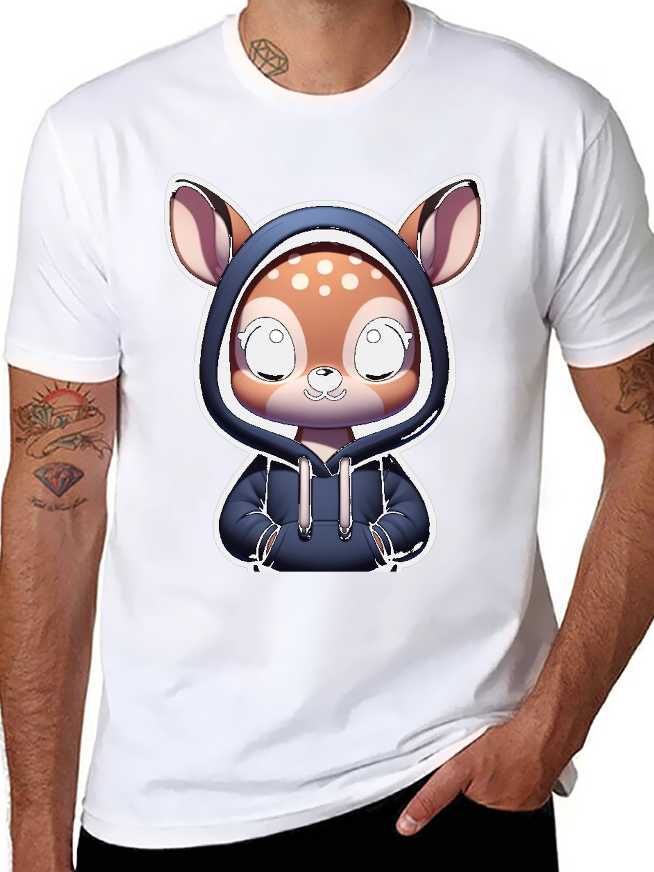 Black Cute Deer Hoodie T-Shirt view 8