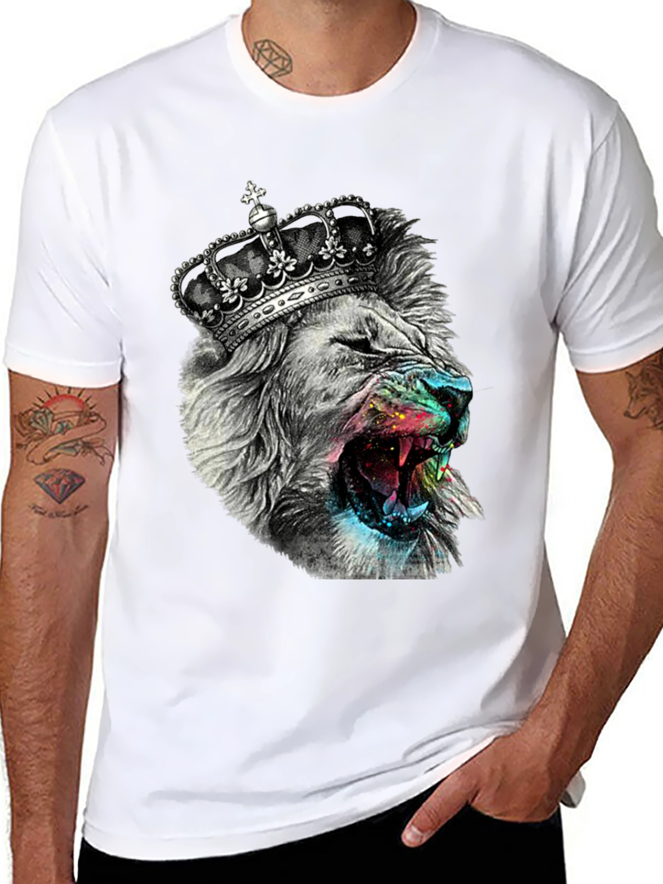 Black King Lion Graphic T-Shirt - Black view 8