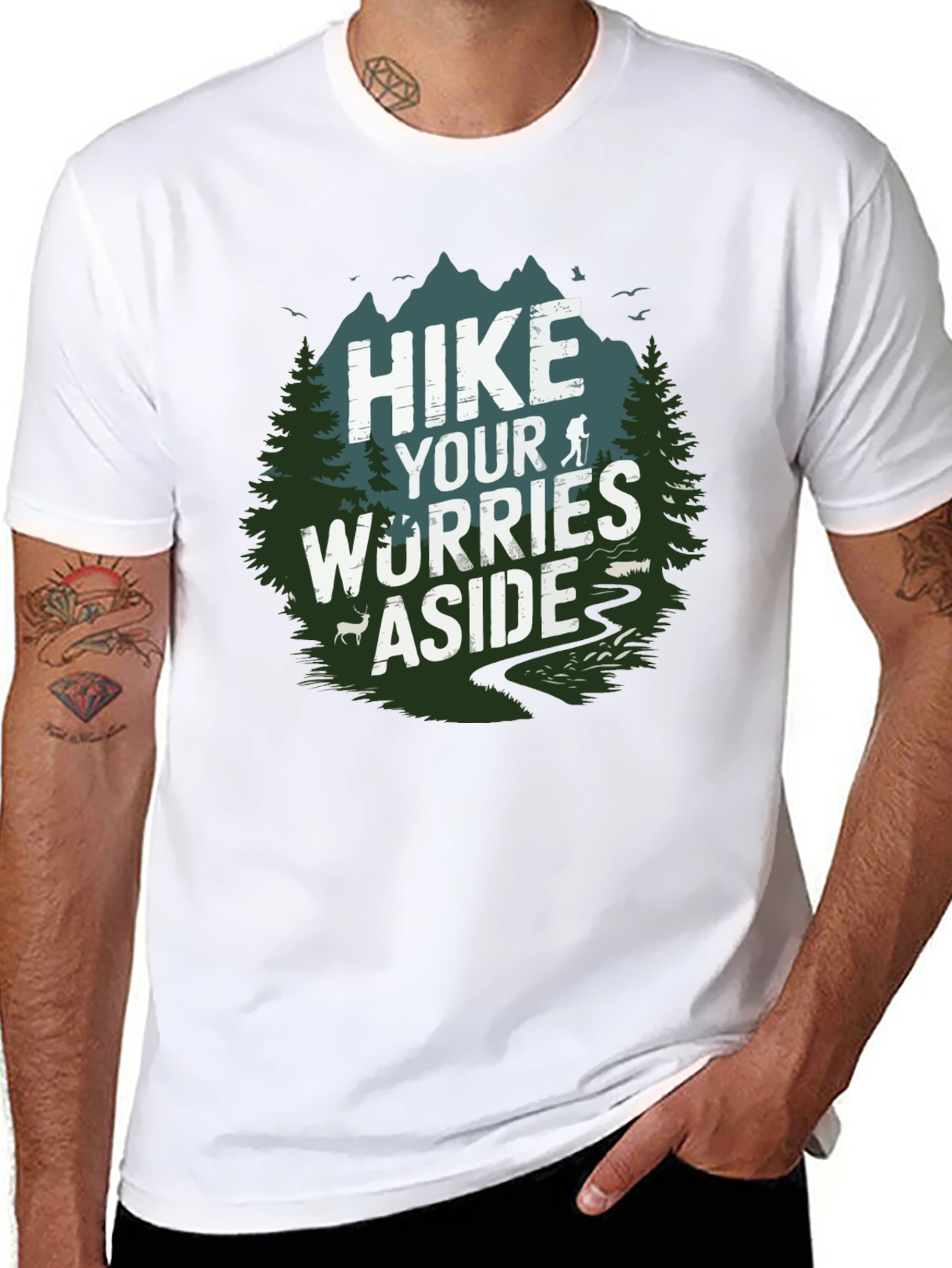 Black Hike Your Worries Aside Tee view 8