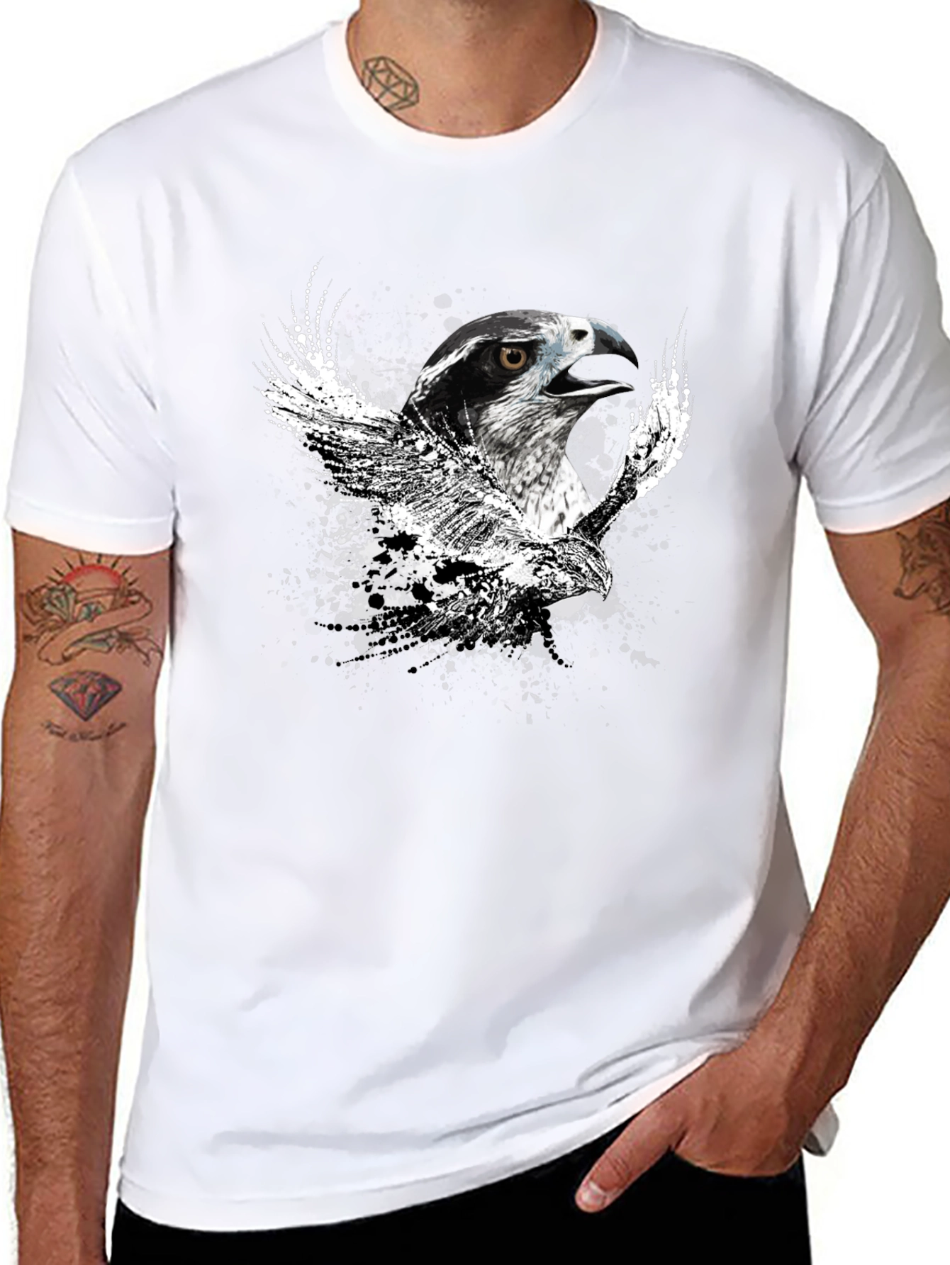 Black Black T-Shirt with Eagle Graphic view 8