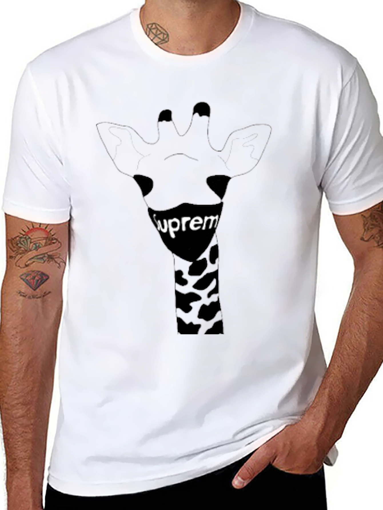 Black Giraffe Supreme Tee - Modern Graphic Print T-Shirt view 8