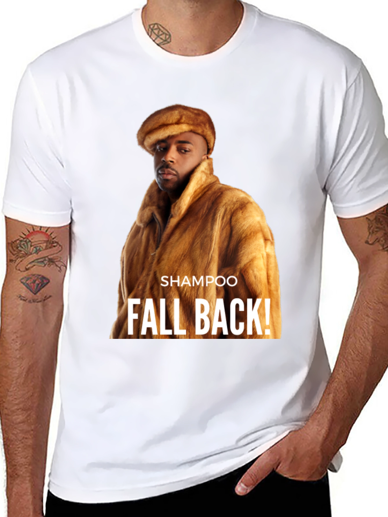 Black "Shampoo Fall Back!" Graphic T-Shirt view 8