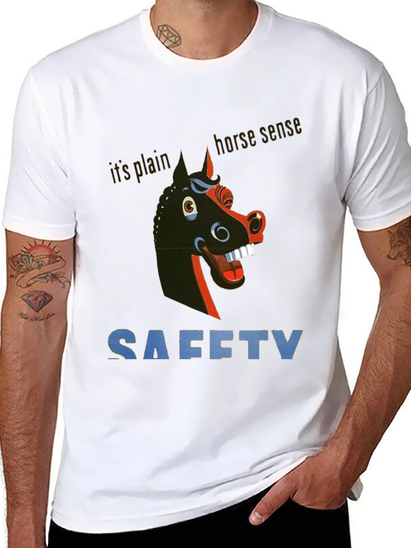 Black Horse Sense Safety Graphic Tee - Quirky & Unique! view 8