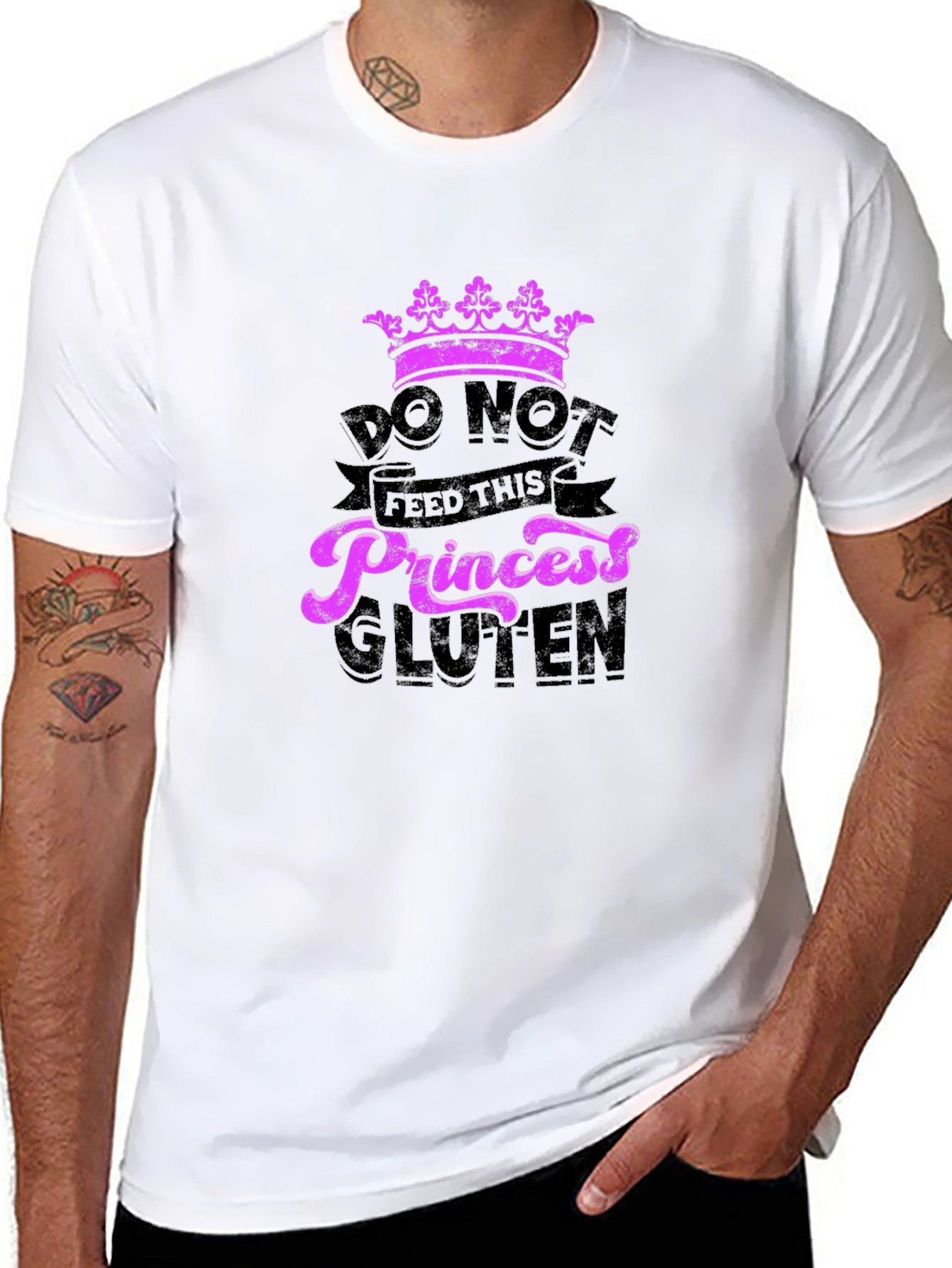 Black Do Not Feed This Princess Gluten T-Shirt view 8