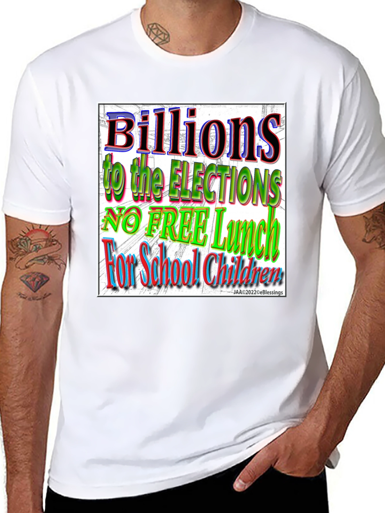 Black Political T-Shirt - Billions to Elections, No Free Lunch view 8