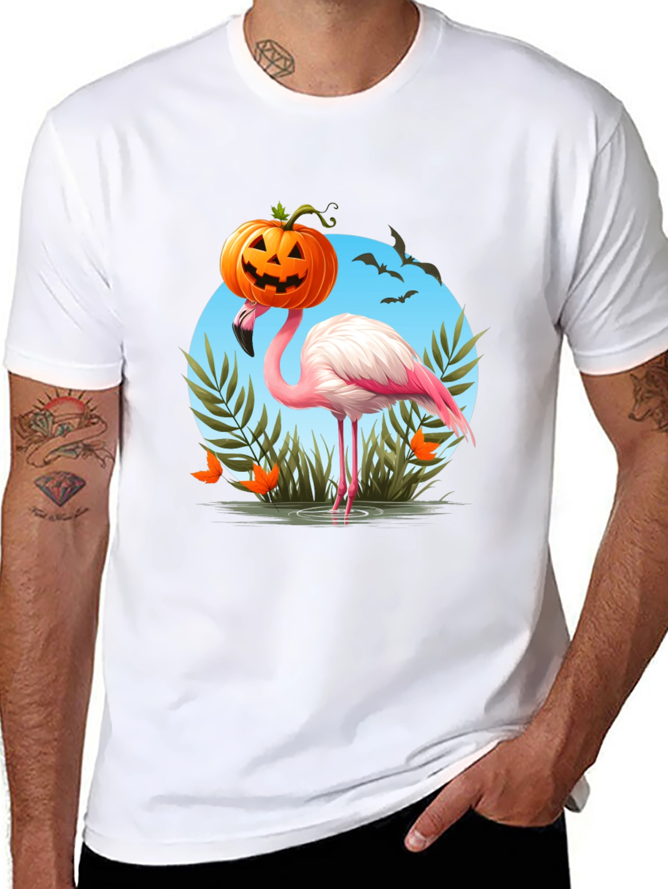 Black Halloween Flamingo Graphic Tee view 8