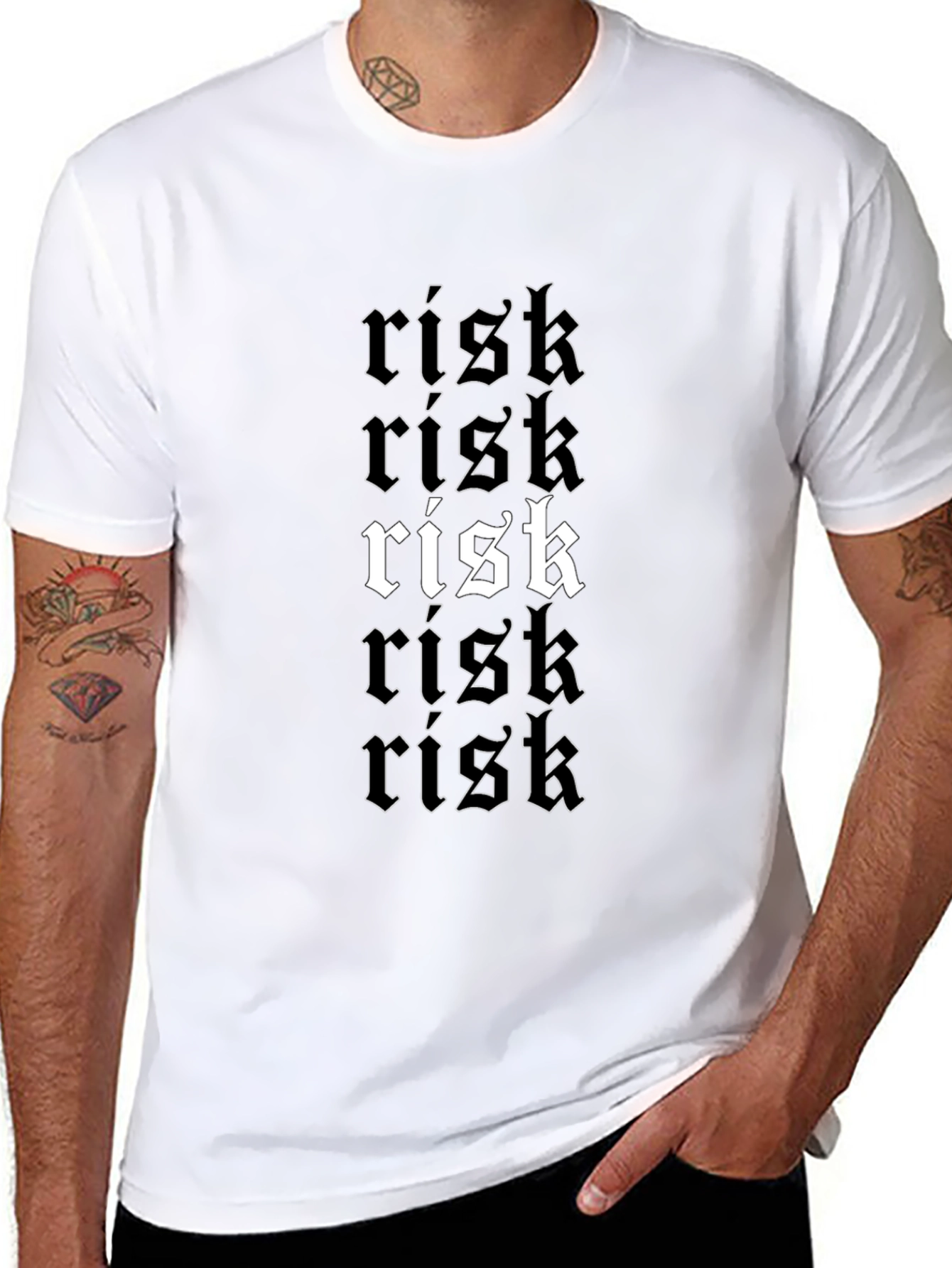 Black Risk Graphic Tee - Black Short Sleeve Crew Neck view 8