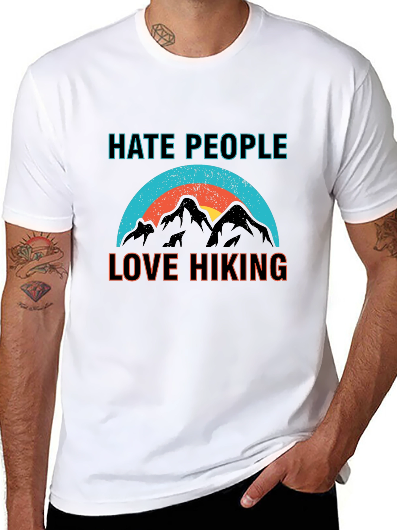 Black Hate People Love Hiking Graphic Tee view 8