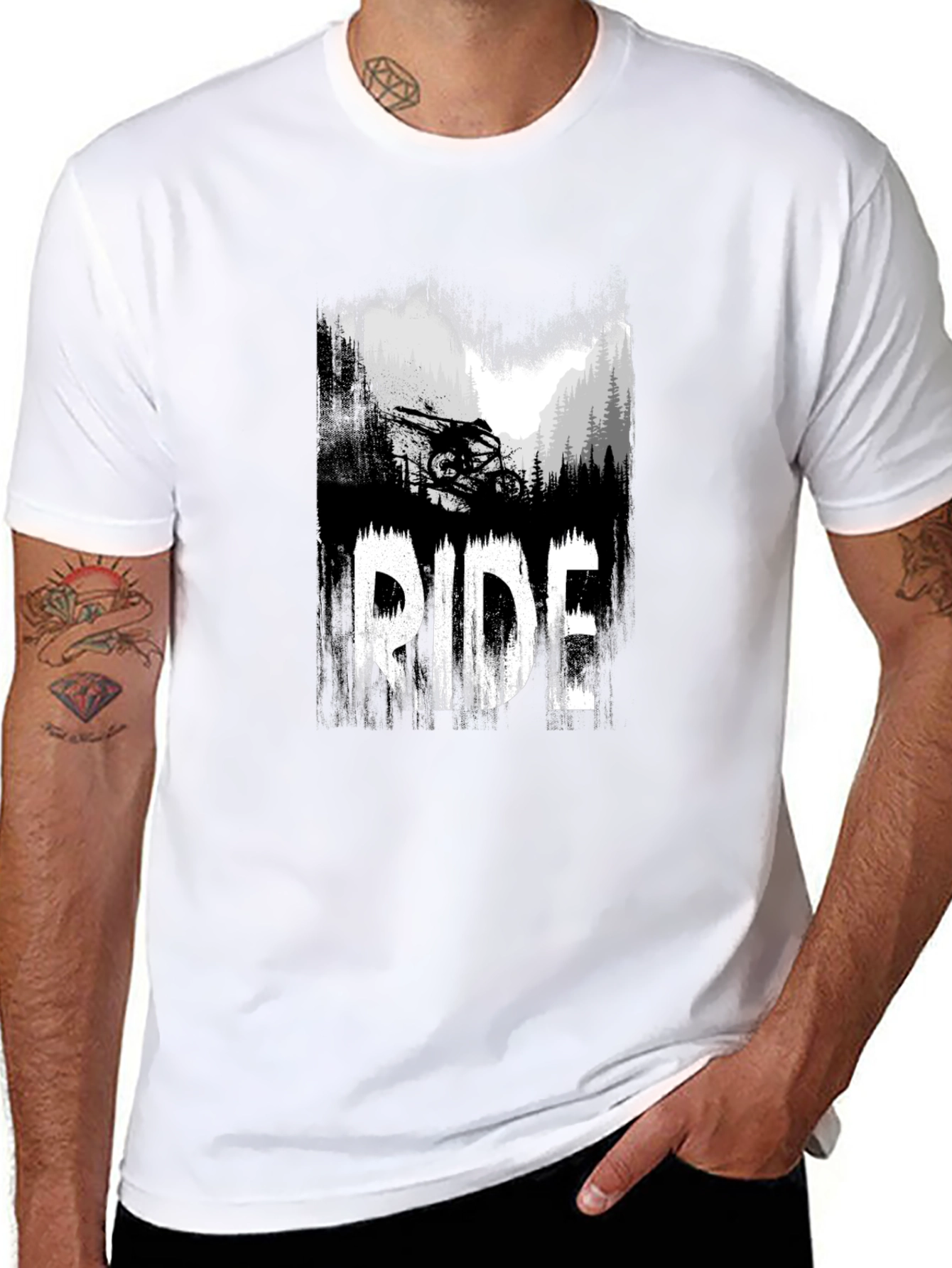 Black Ride Mountain Bike Graphic T-Shirt view 8