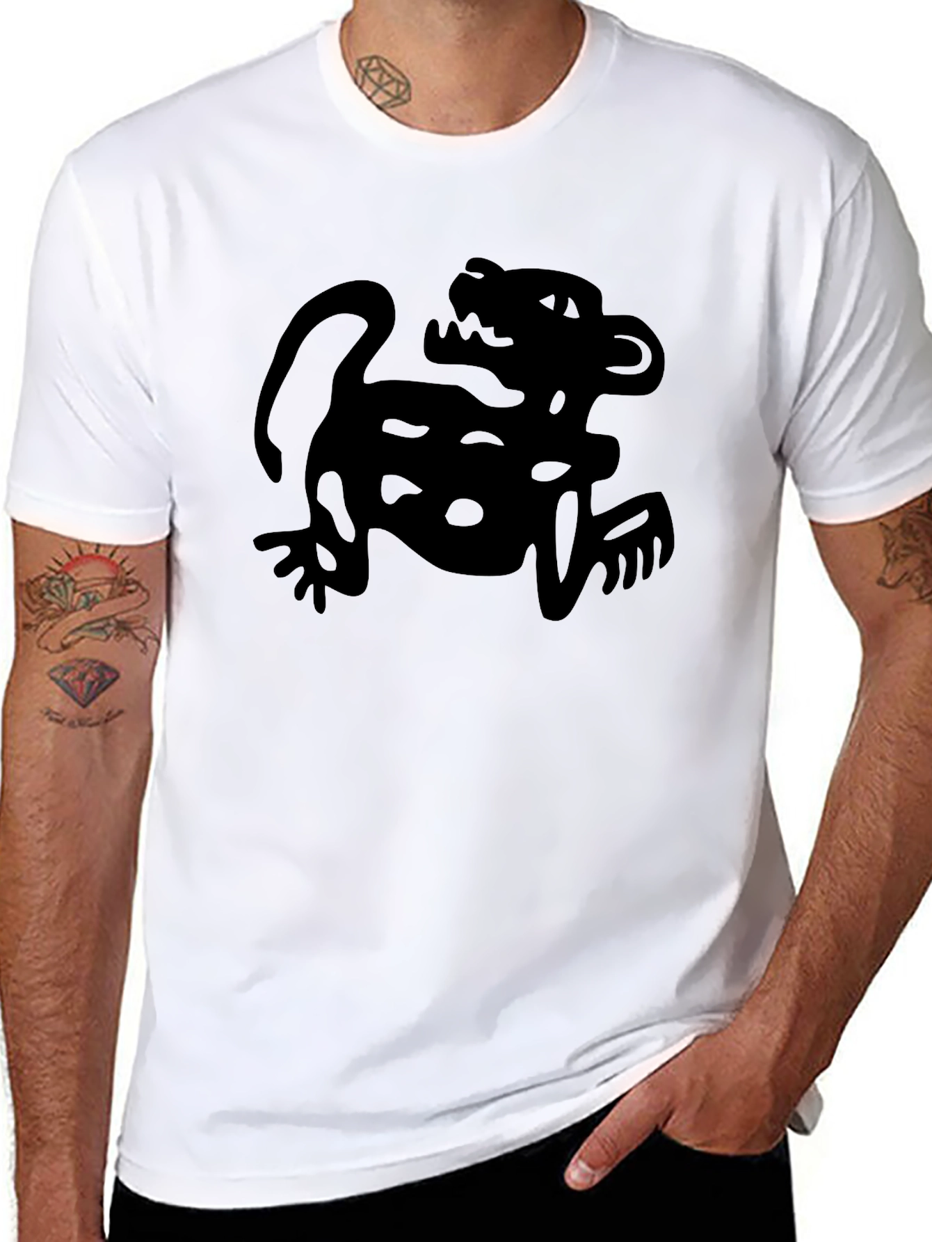 Black Black Jaguar Graphic Tee - Men's Crew Neck T-Shirt view 8