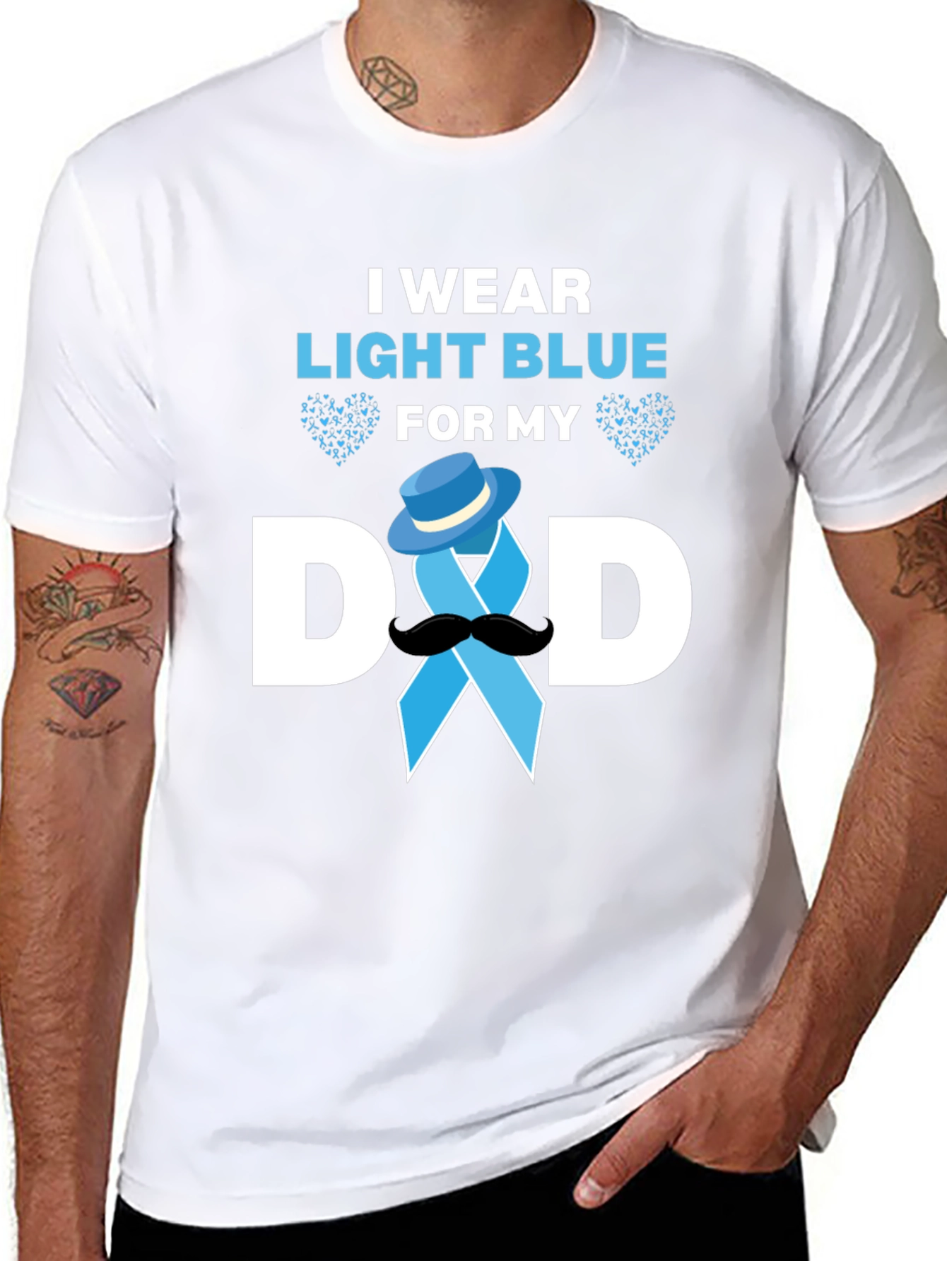 Black Light Blue Dad Support T-Shirt view 8