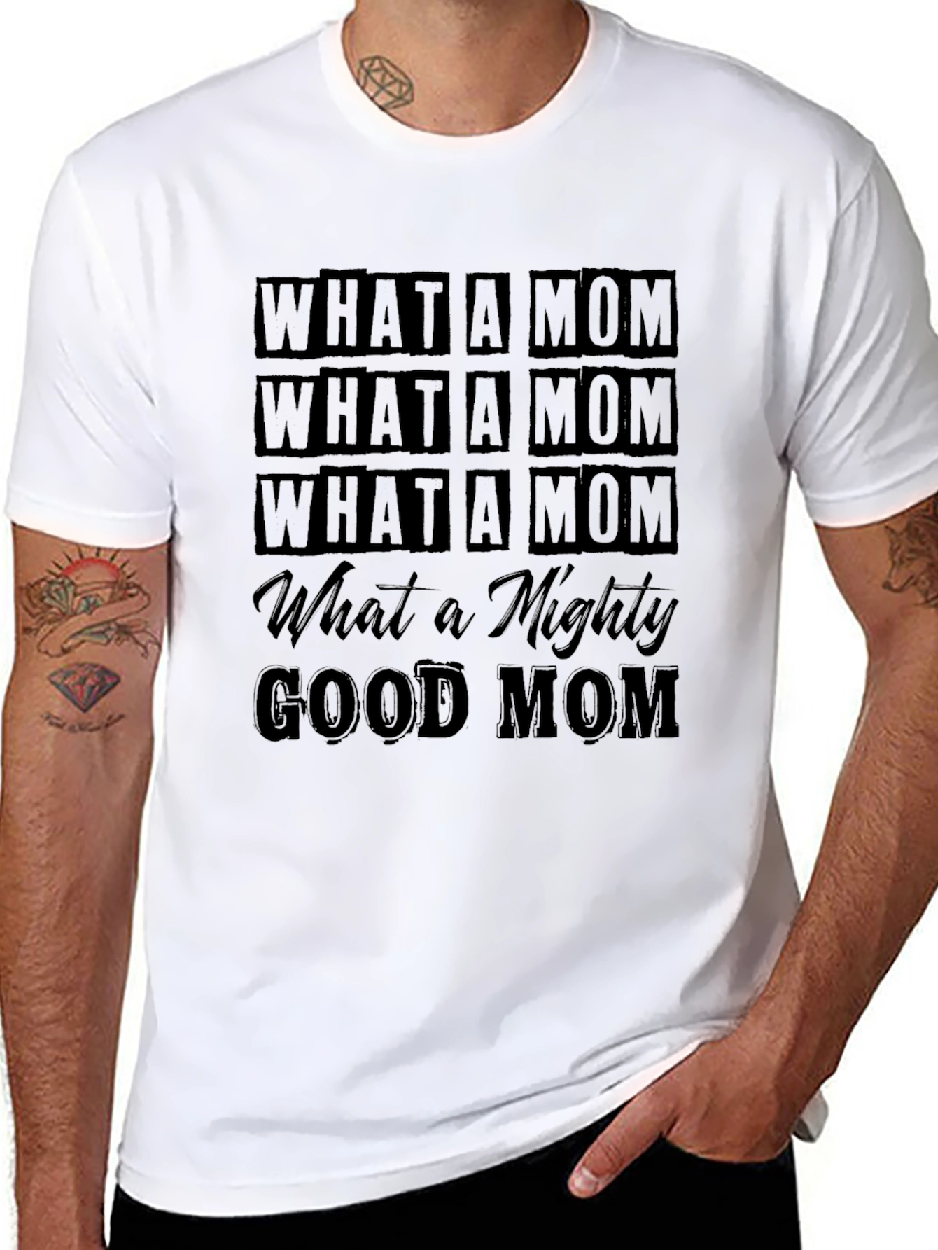 Black What a Mom T-Shirt - Black view 8