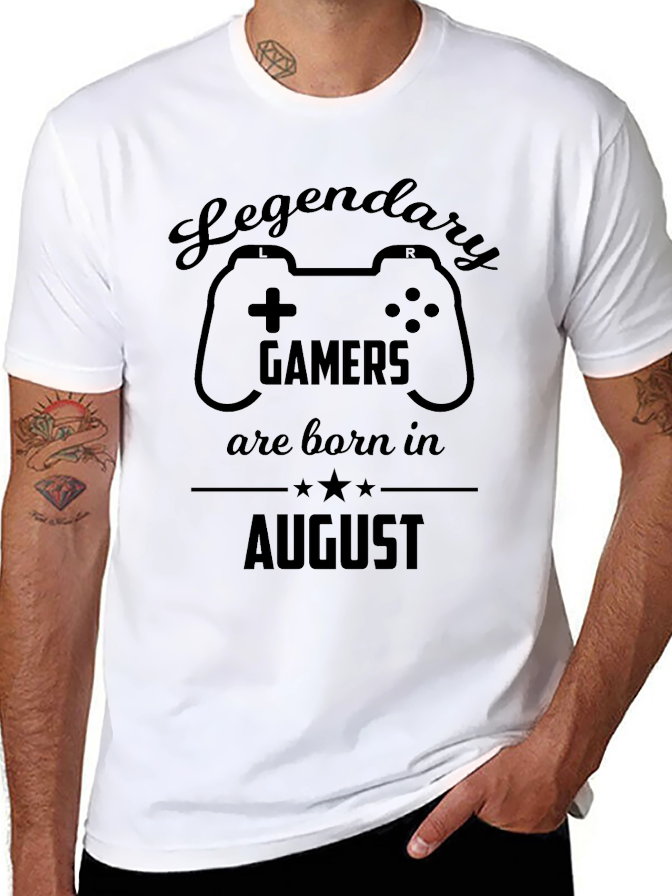 Black Legendary Gamers August Birthday T-Shirt view 8