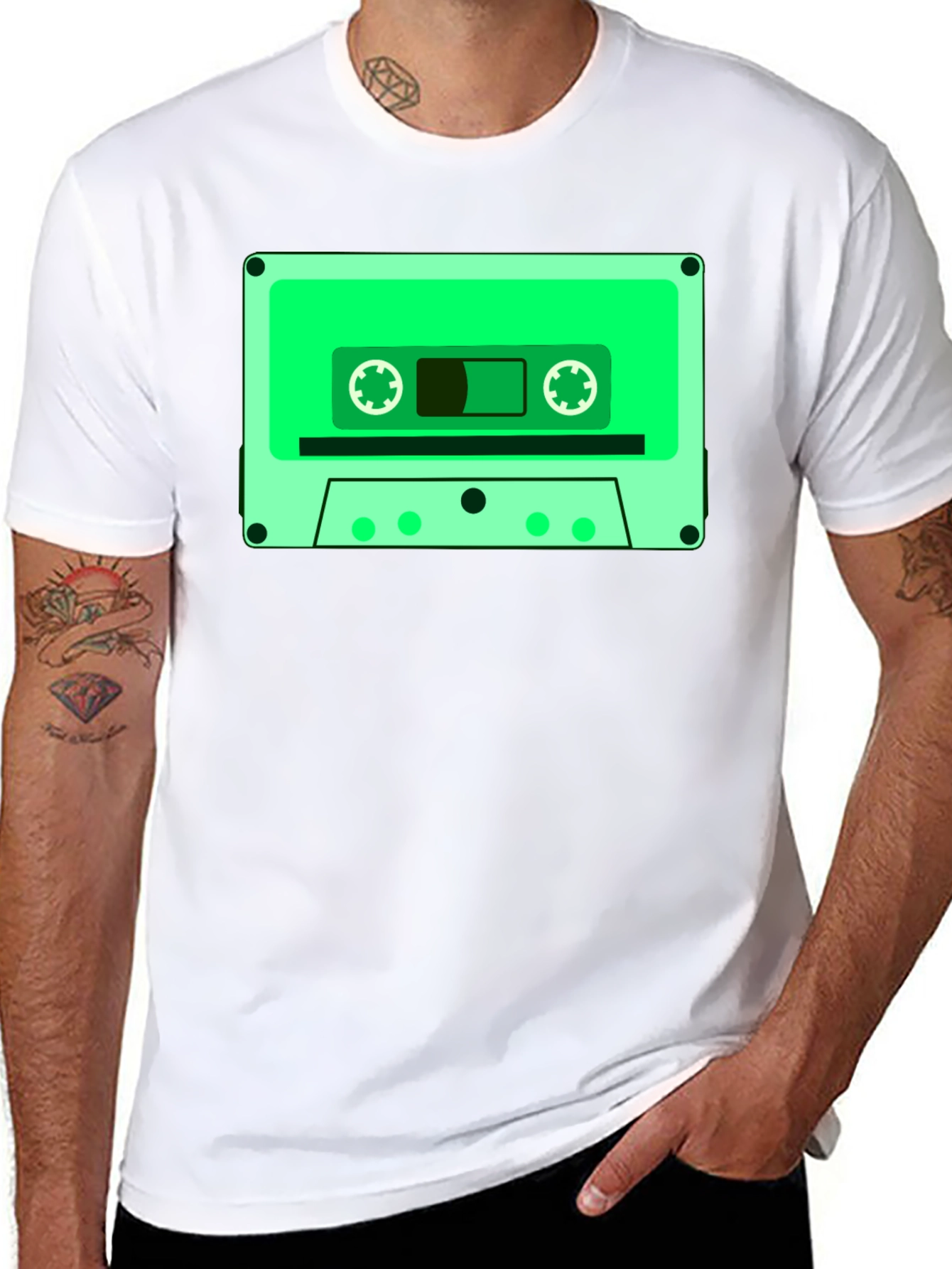 Black Retro Cassette Tape Graphic T-Shirt view 8