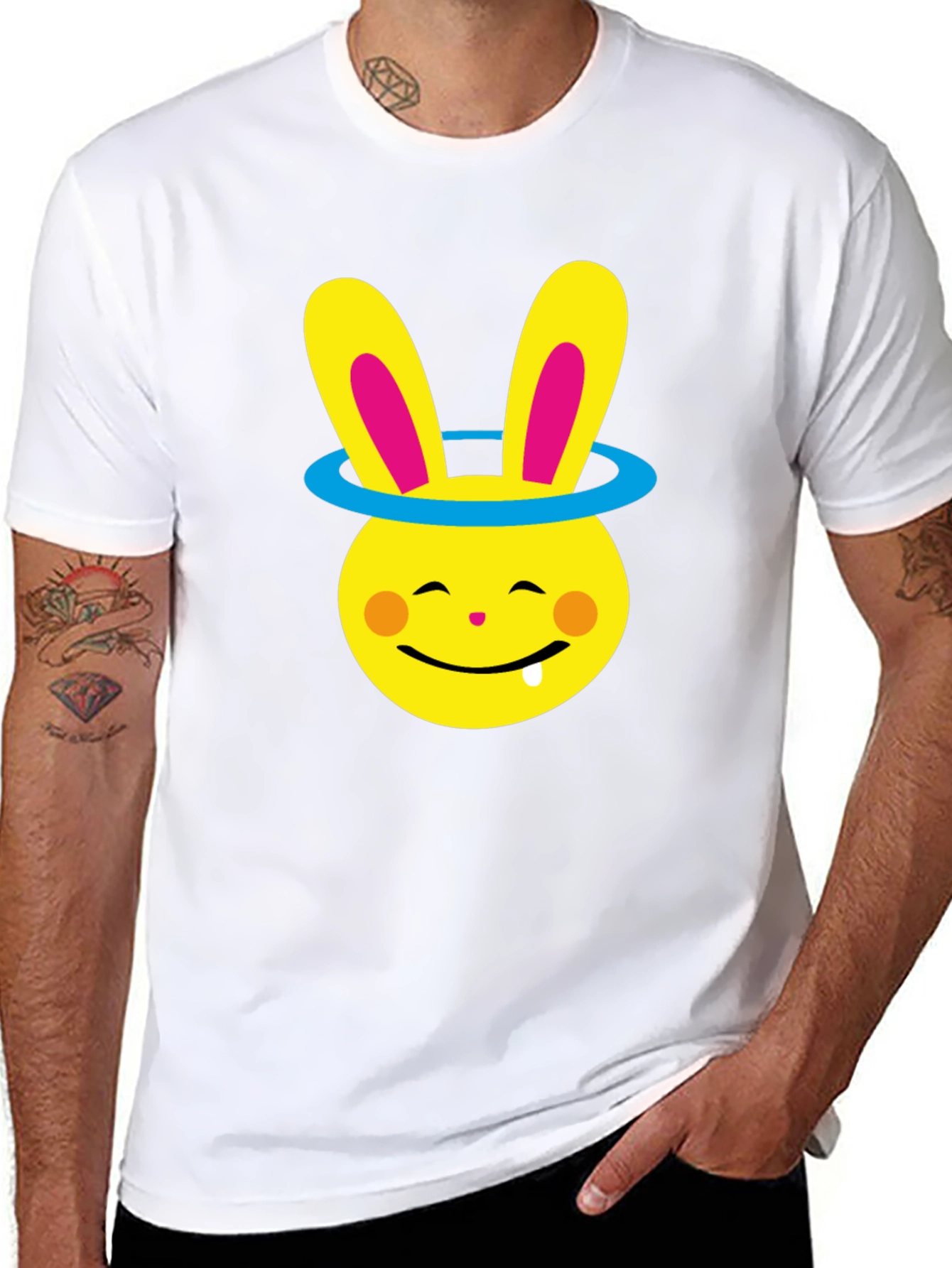 Black Funny Bunny Halo Graphic Tee - Soft Cotton Blend view 8