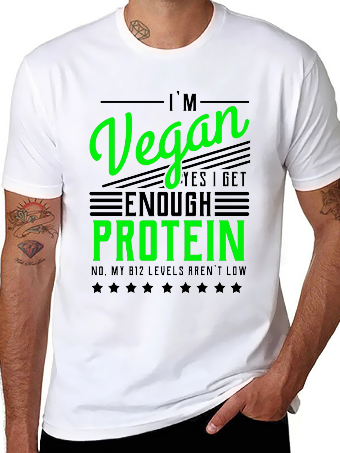 I'm Vegan T-Shirt - Get Enough Protein Funny Tee - 8