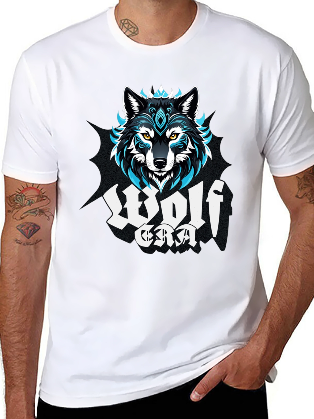 Black Wolf Era Graphic Print Black T-Shirt view 8