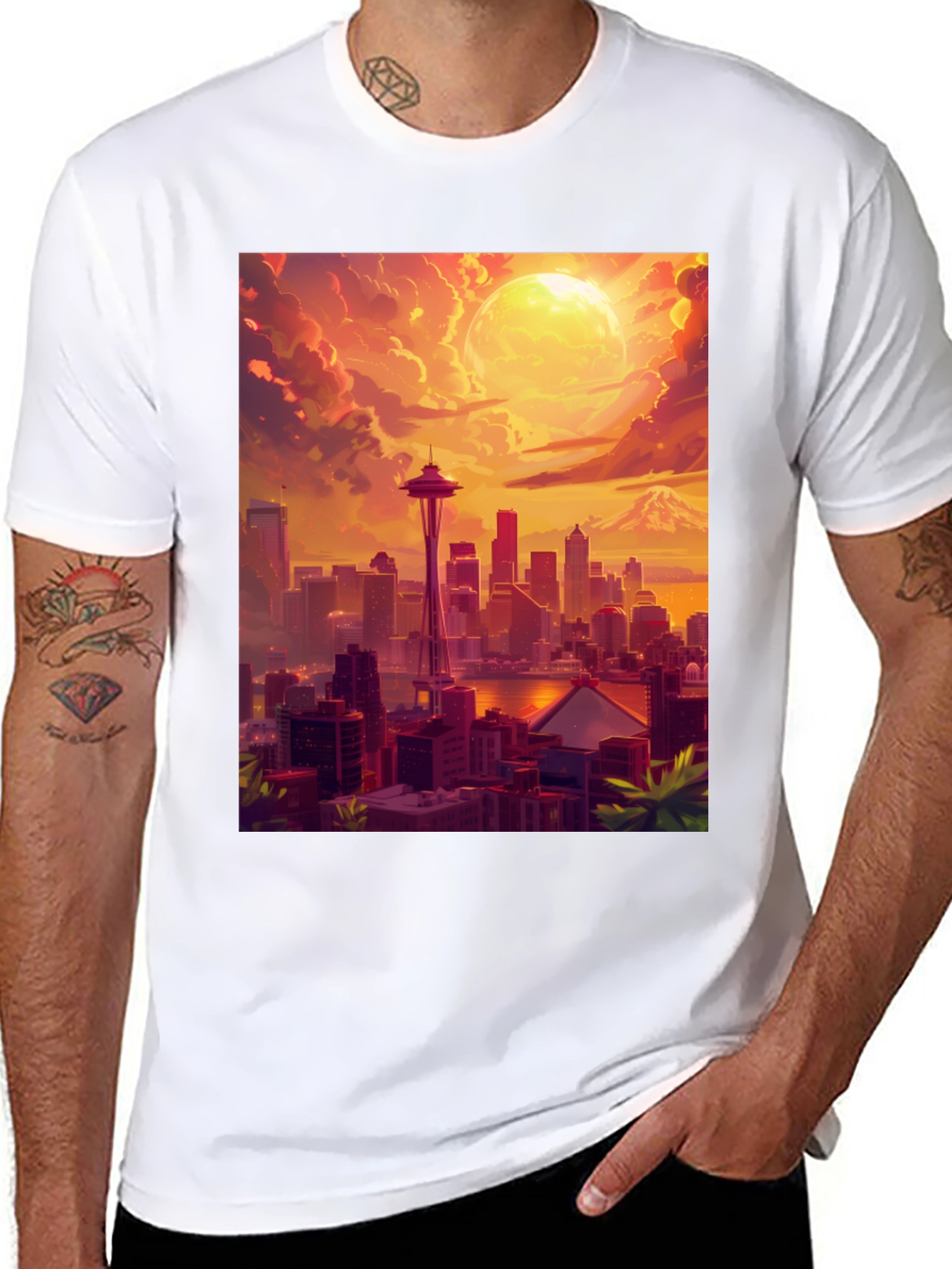 Black Seattle Skyline T-Shirt view 8