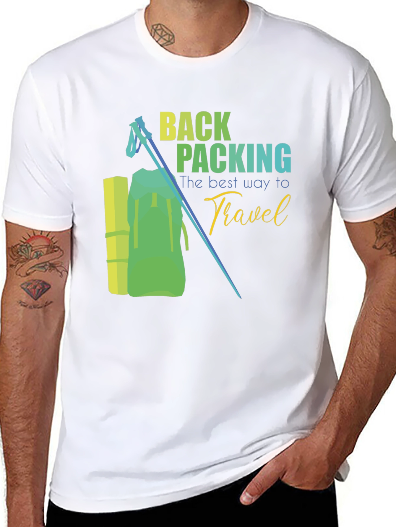 Black Backpacking Travel Graphic Tee - Outdoor Adventure Shirt view 8