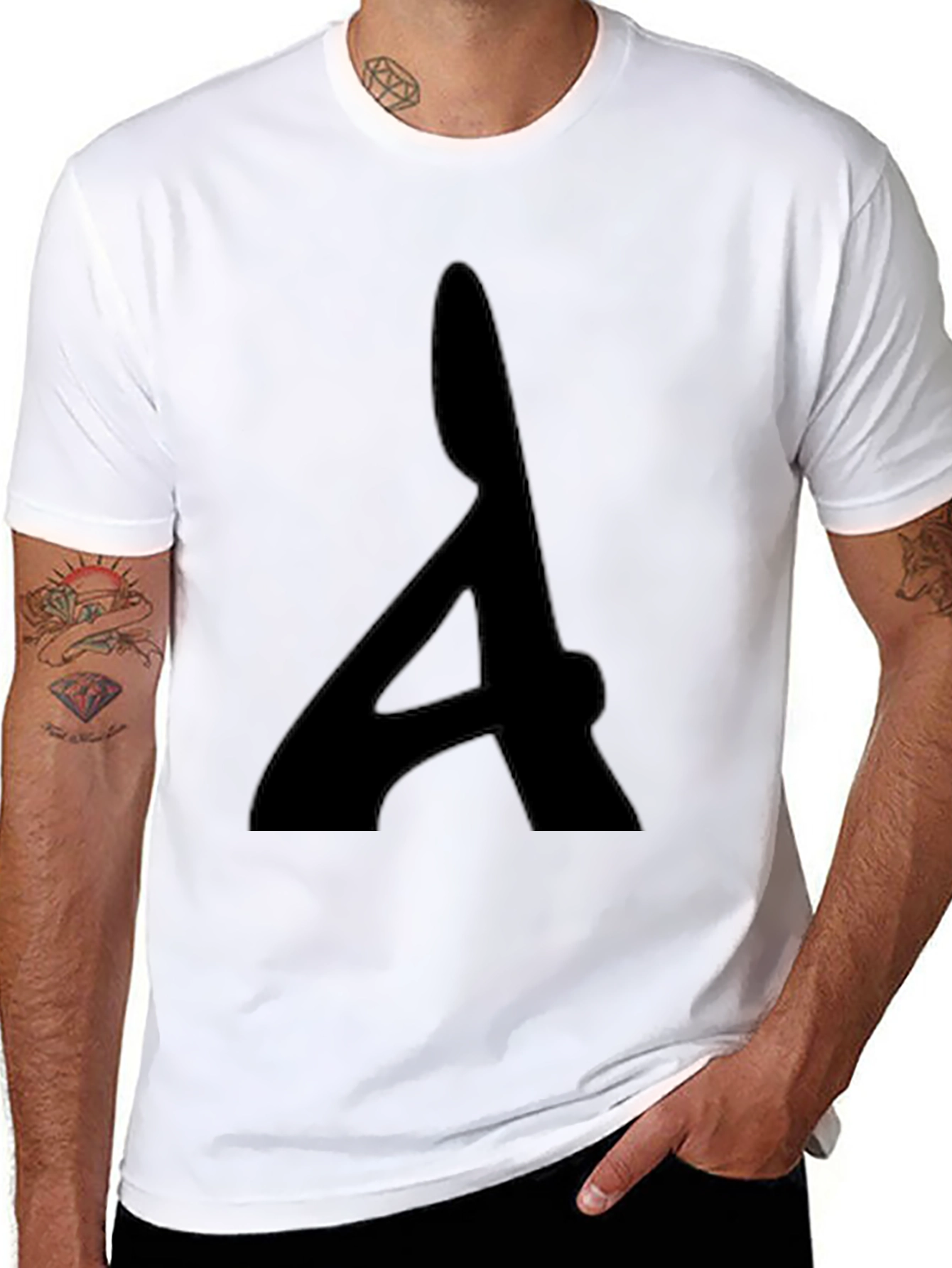 Black Men's Black T-Shirt with Bold Letter Graphic view 8