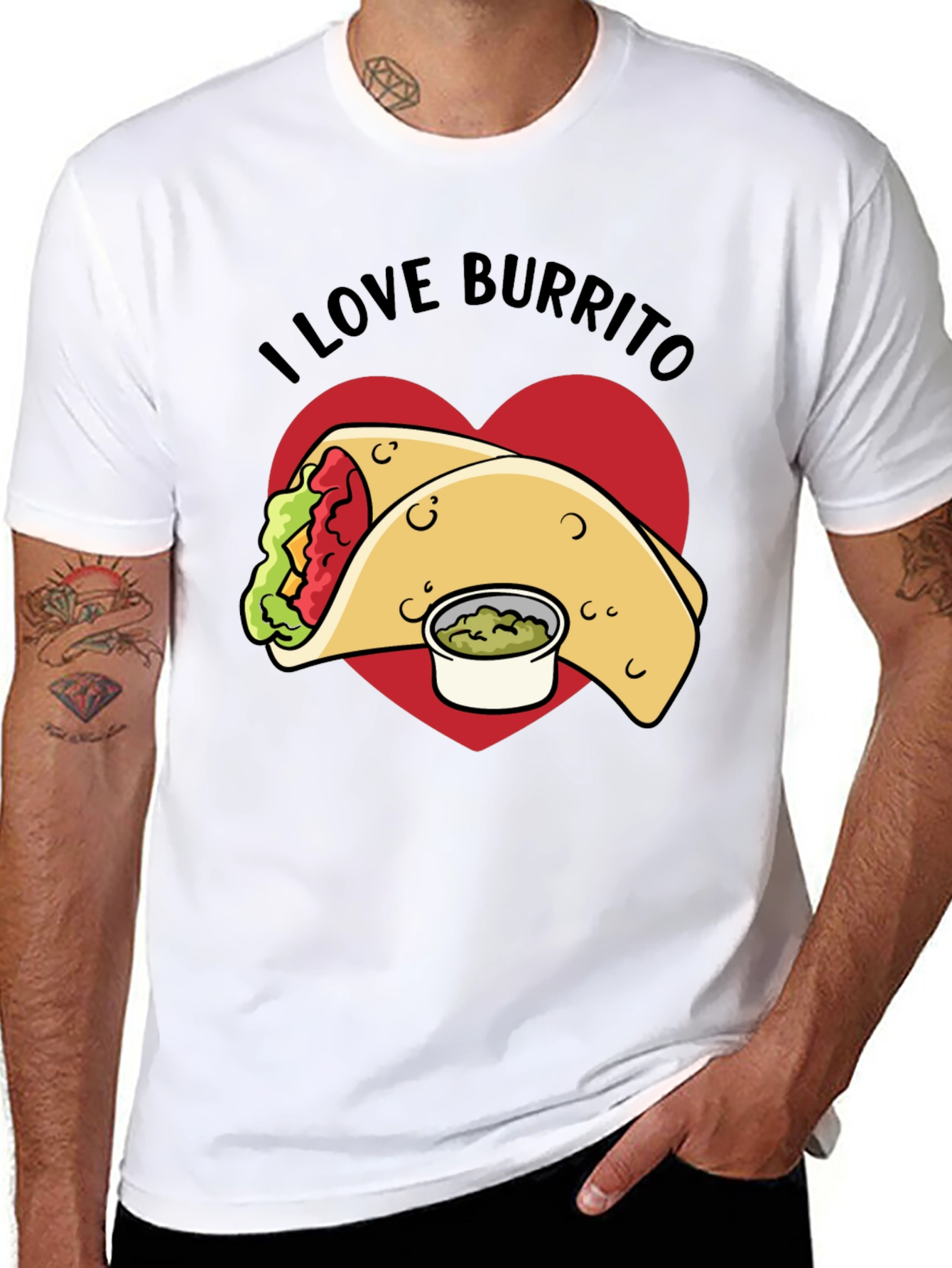 Black I Love Burrito Graphic T-Shirt view 8