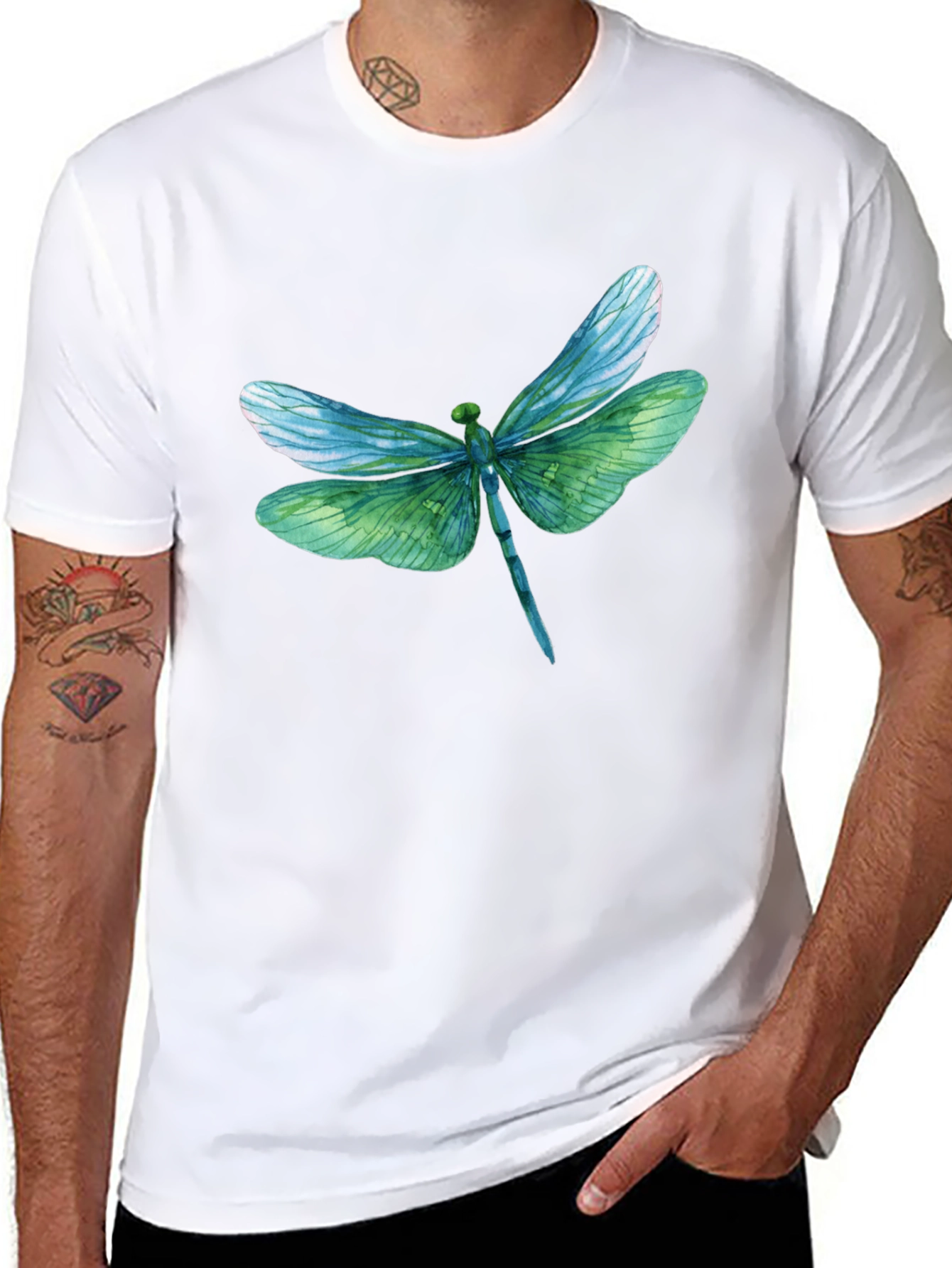 Black Dragonfly Graphic Tee - Black Cotton Blend view 8