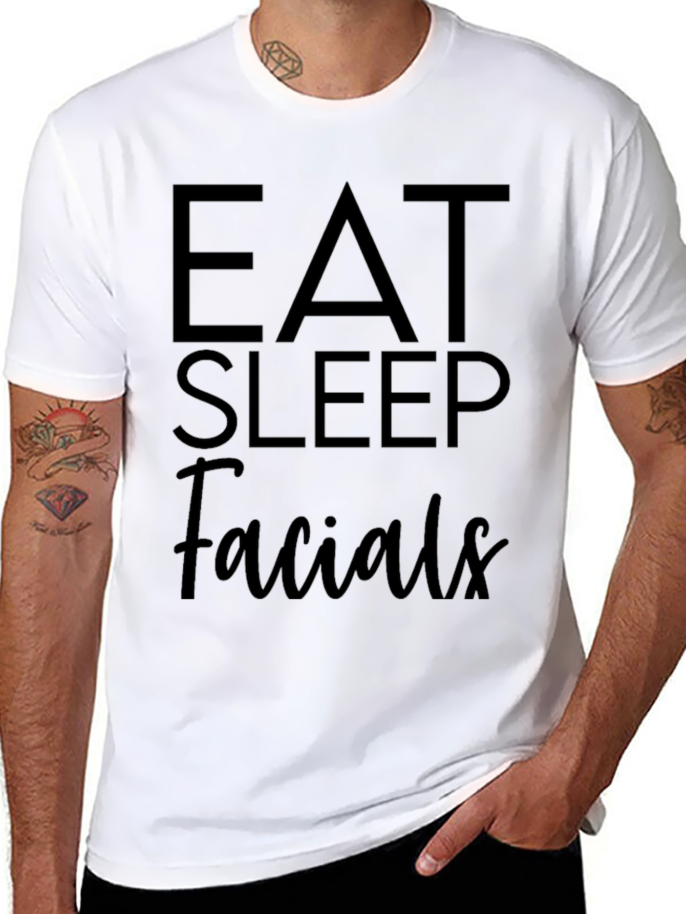 Black Eat Sleep Facials Black Graphic Tee view 8