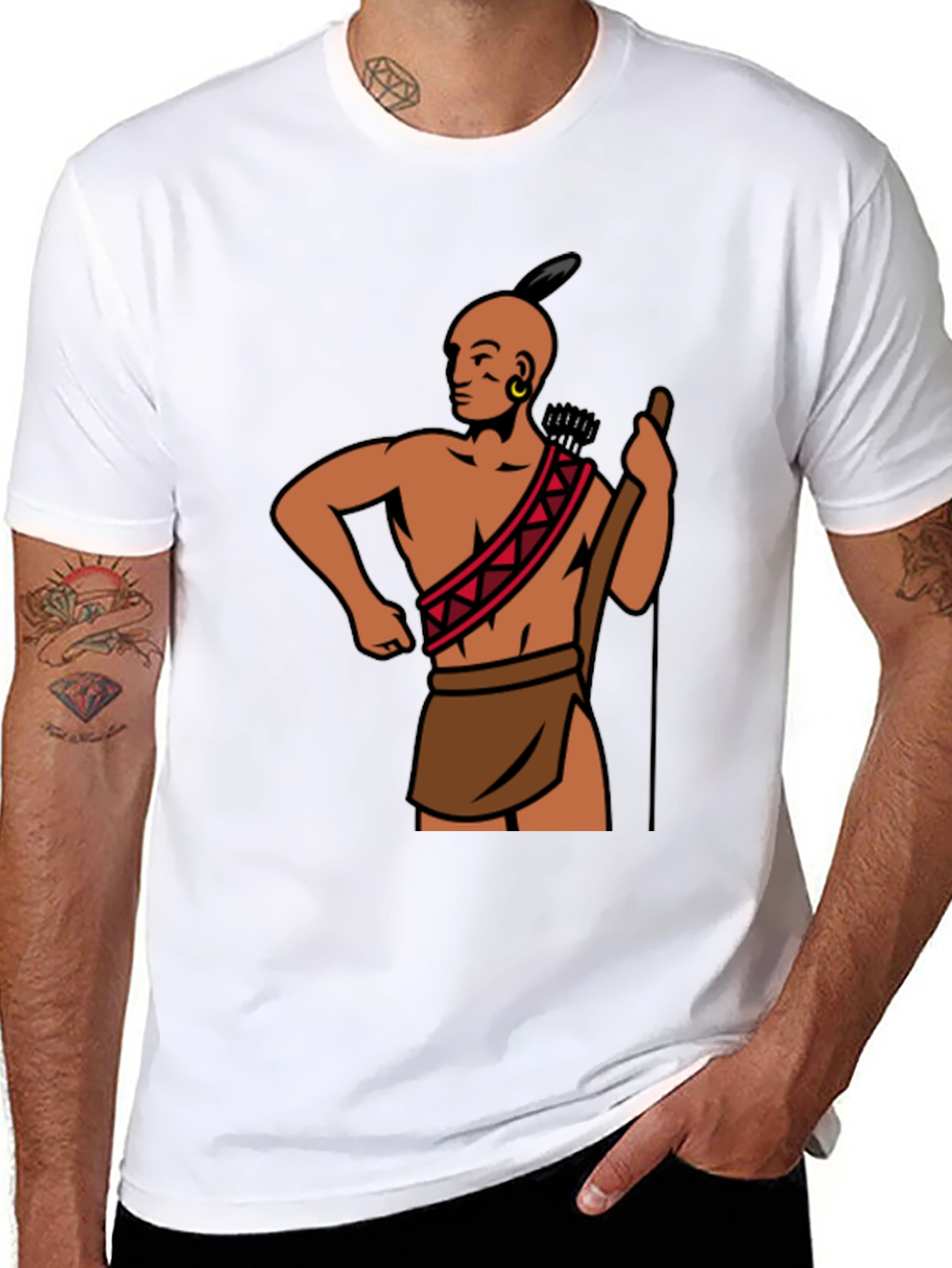 Black Native American Warrior Graphic Tee - Black view 8