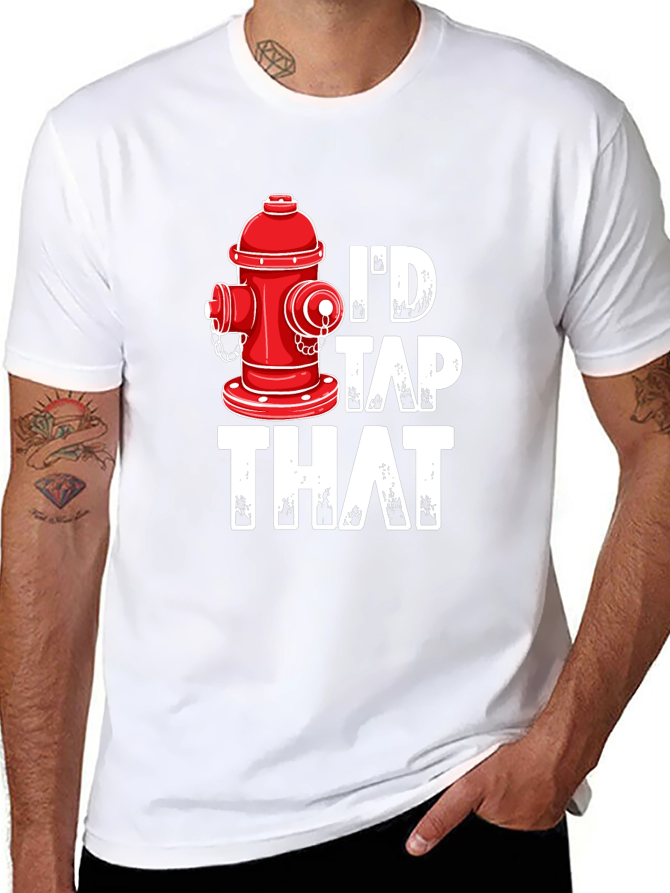 Black I'd Tap That Fire Hydrant T-Shirt - Funny Graphic Tee view 8