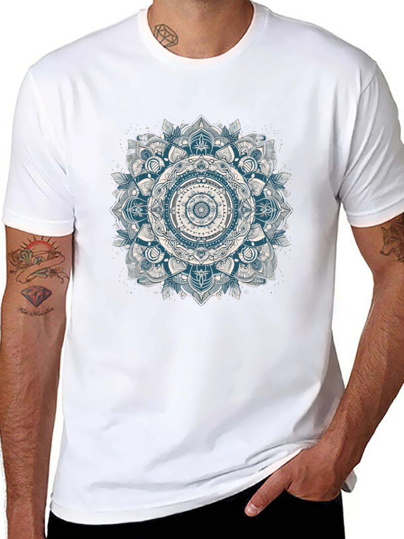 Black Mandala Graphic Black T-Shirt view 8