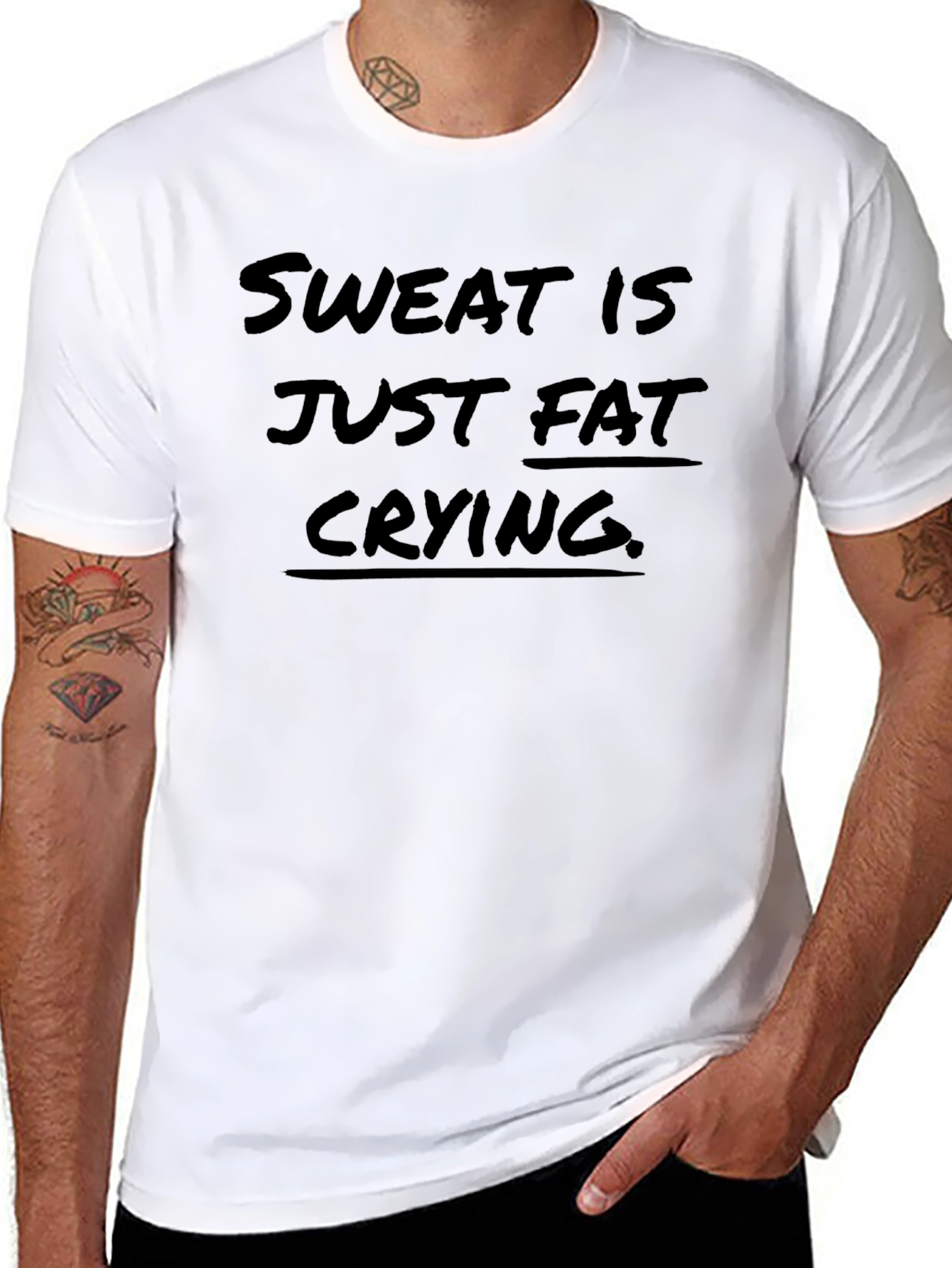 Black Sweat is Just Fat Crying T-Shirt - Black view 8