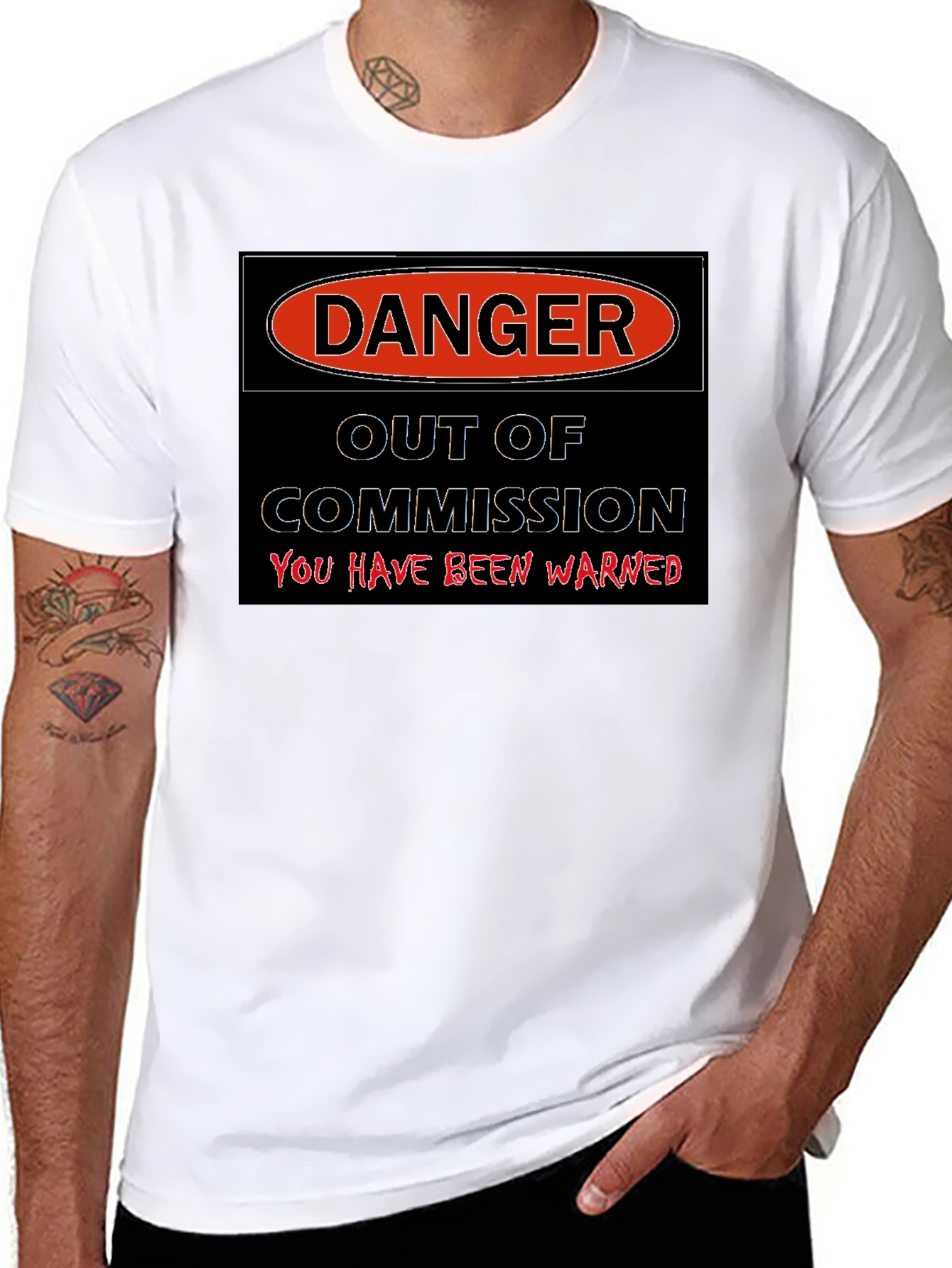 Black Danger Out of Commission Warning T-Shirt view 8