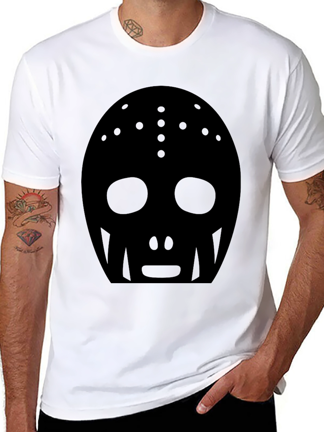 Black Black Hockey Mask Graphic Tee - Men's Casual Shirt view 8