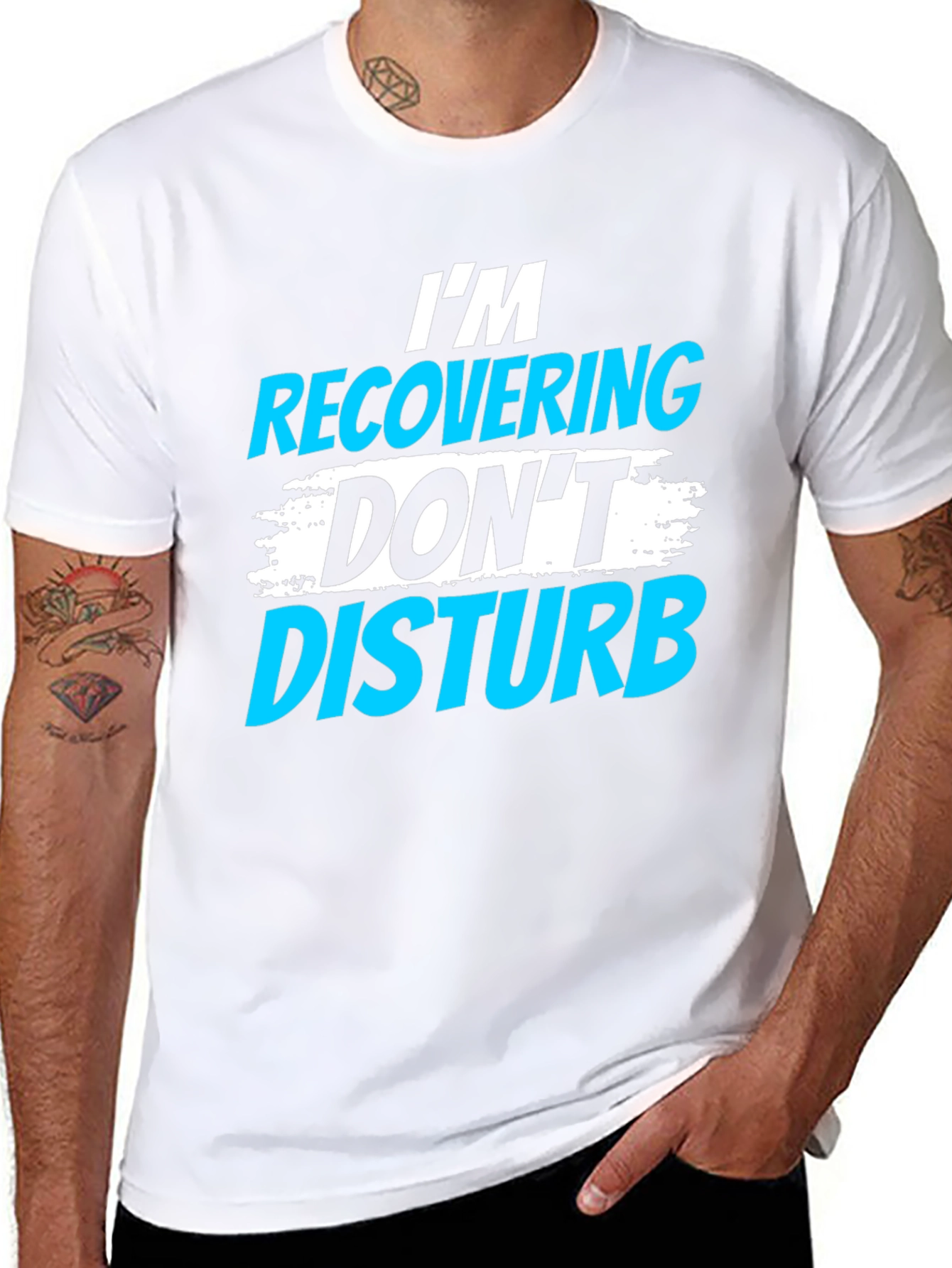 Black I'm Recovering, Don't Disturb Graphic T-Shirt view 8