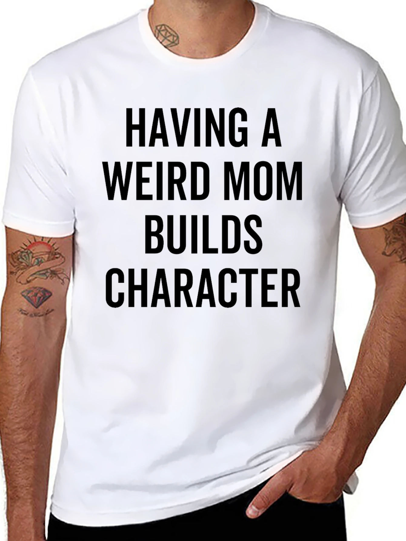 Black Funny "Weird Mom" Graphic Print Tee view 8
