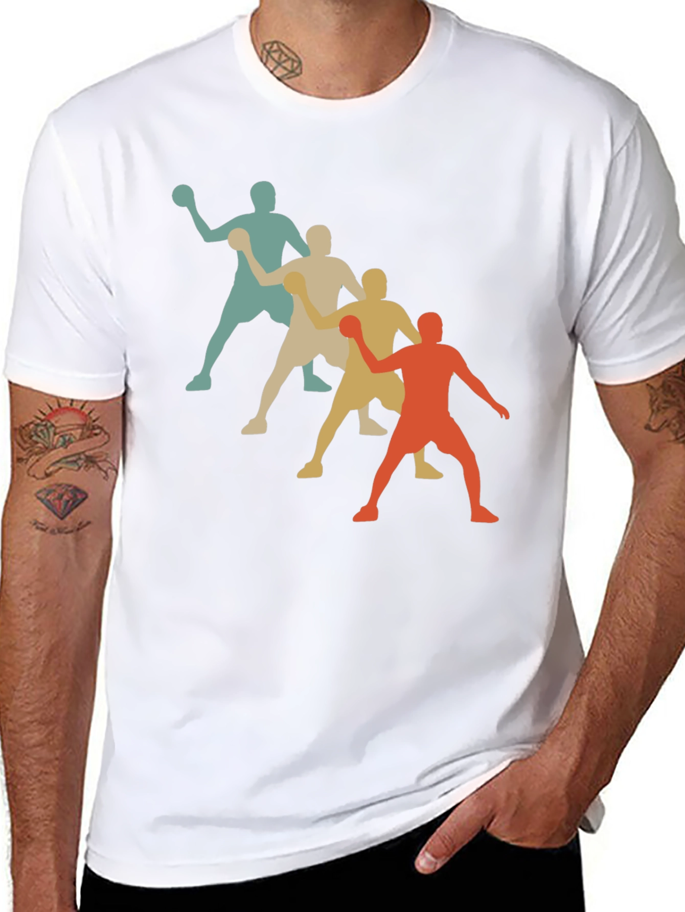 Black Retro Handball Thrower Graphic T-Shirt view 8