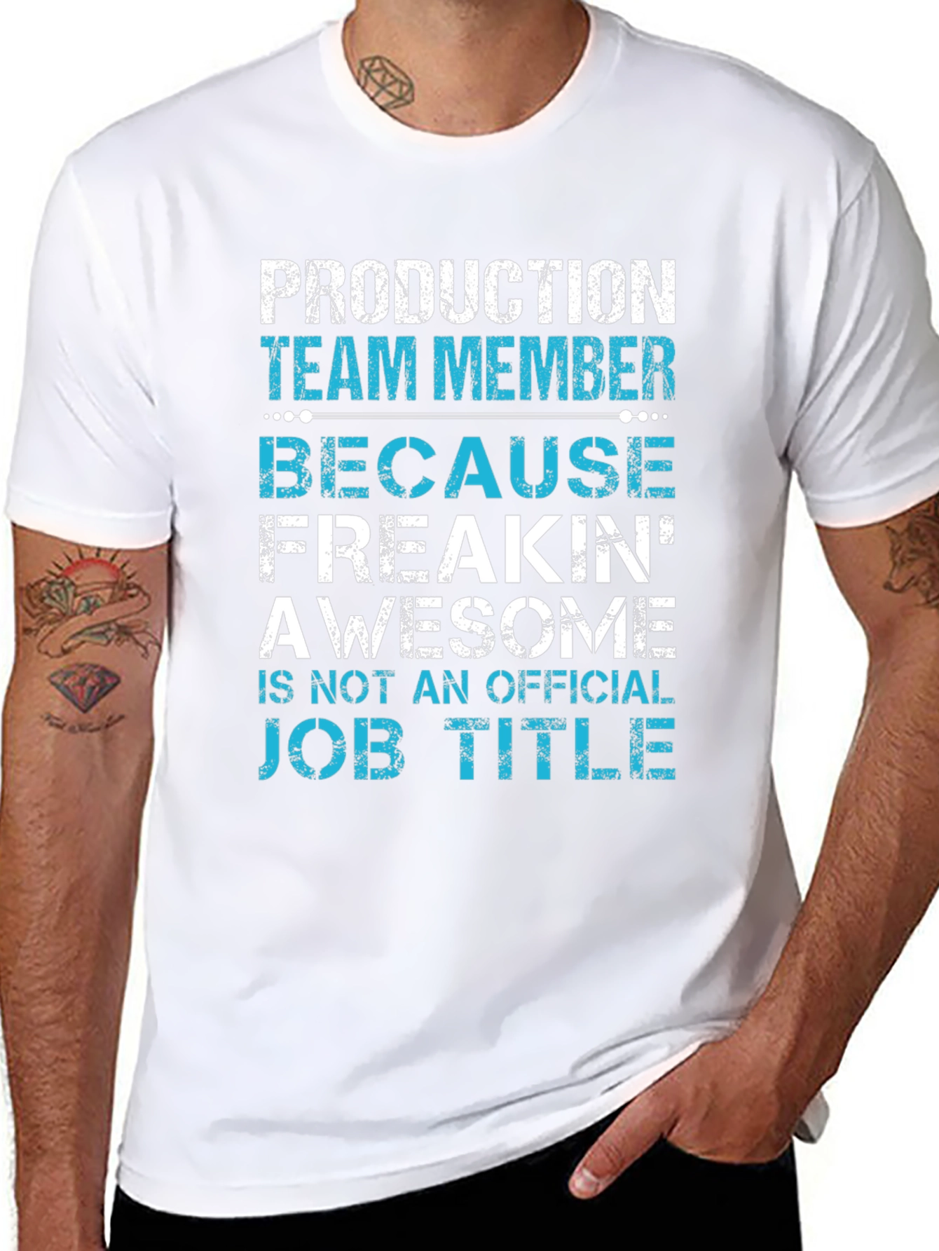 Black Production Team Member Funny Job Title T-Shirt view 8