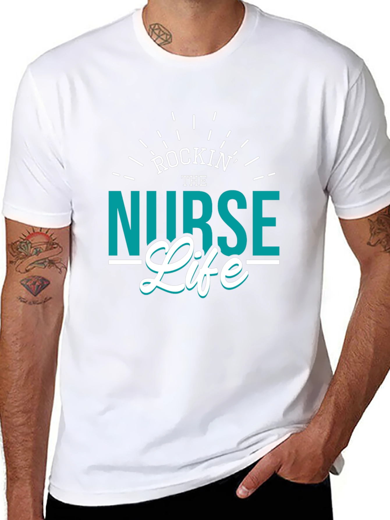 Black Rockin' the Nurse Life Black T-Shirt view 8