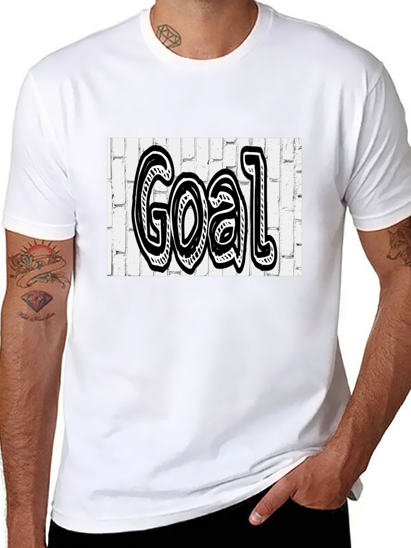 Black Goal Graffiti Style Tee - Black Cotton Blend Shirt view 8