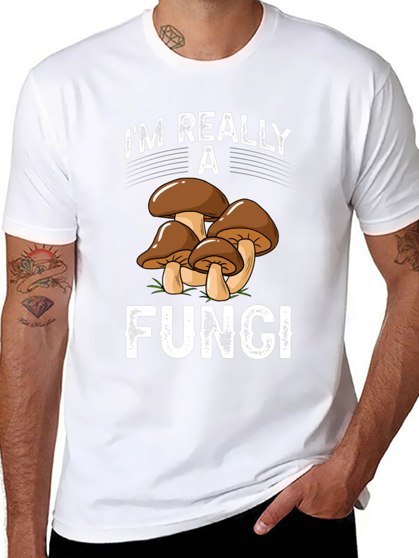 Black I'm Really a Fungi T-Shirt - Funny Mushroom Tee view 8
