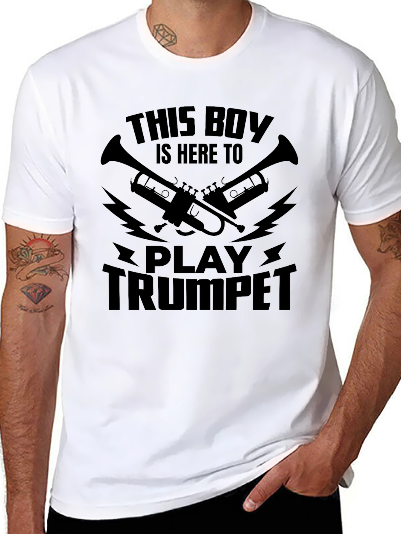 Black This Boy Plays Trumpet Graphic T-Shirt view 8