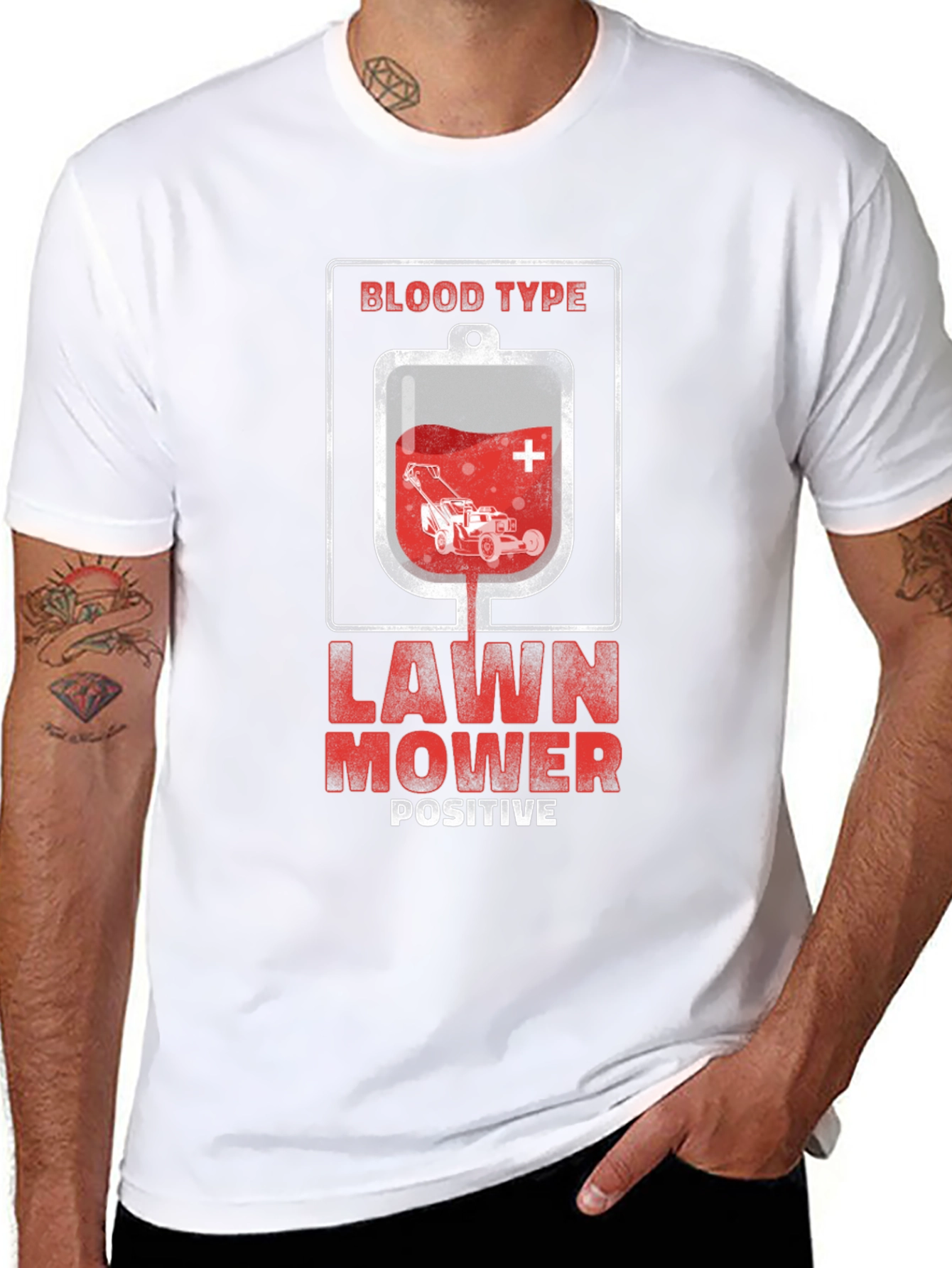 Black Lawn Mower Positive T-Shirt view 8
