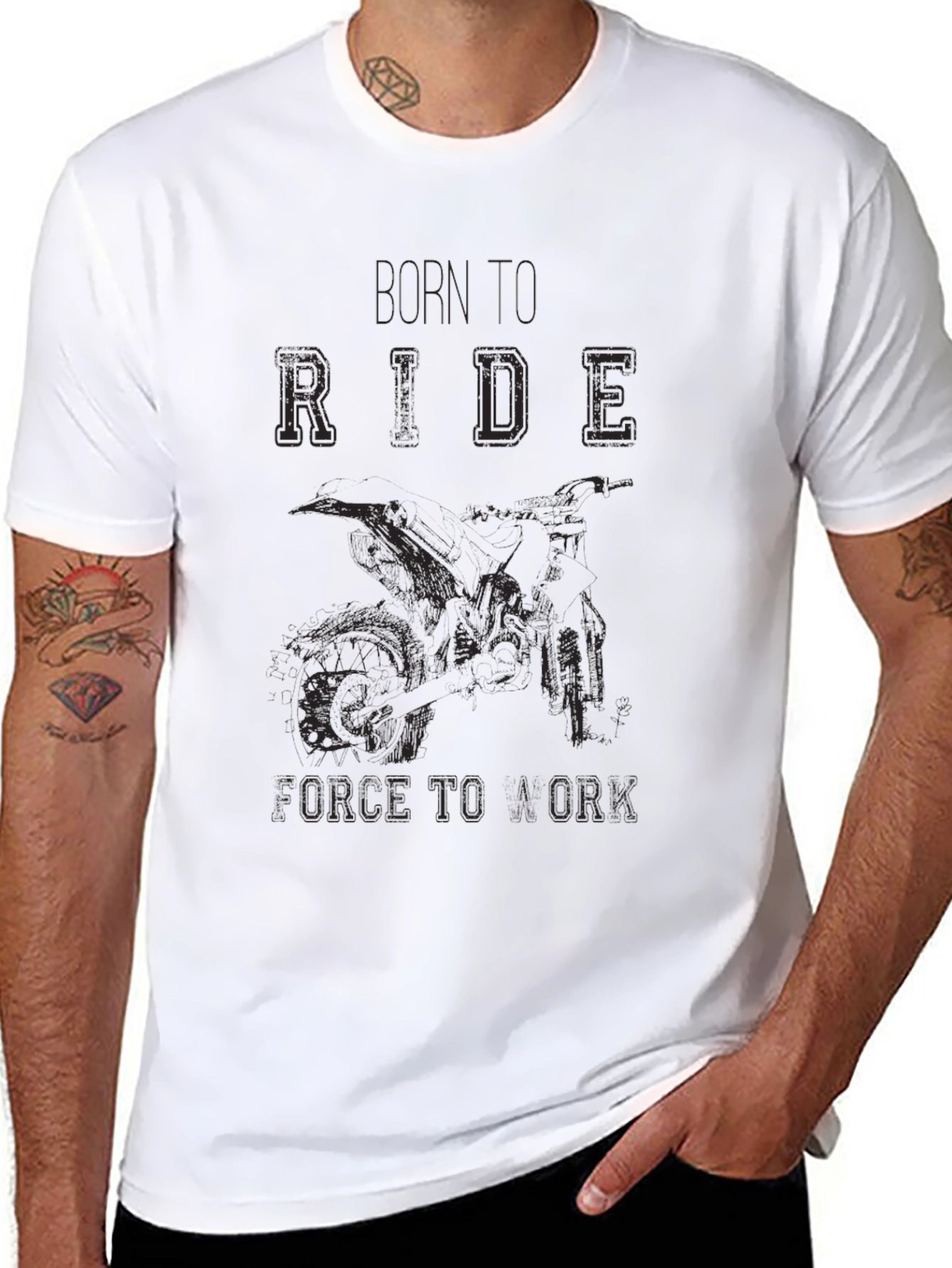 Black Born To Ride Graphic Print Tee view 8